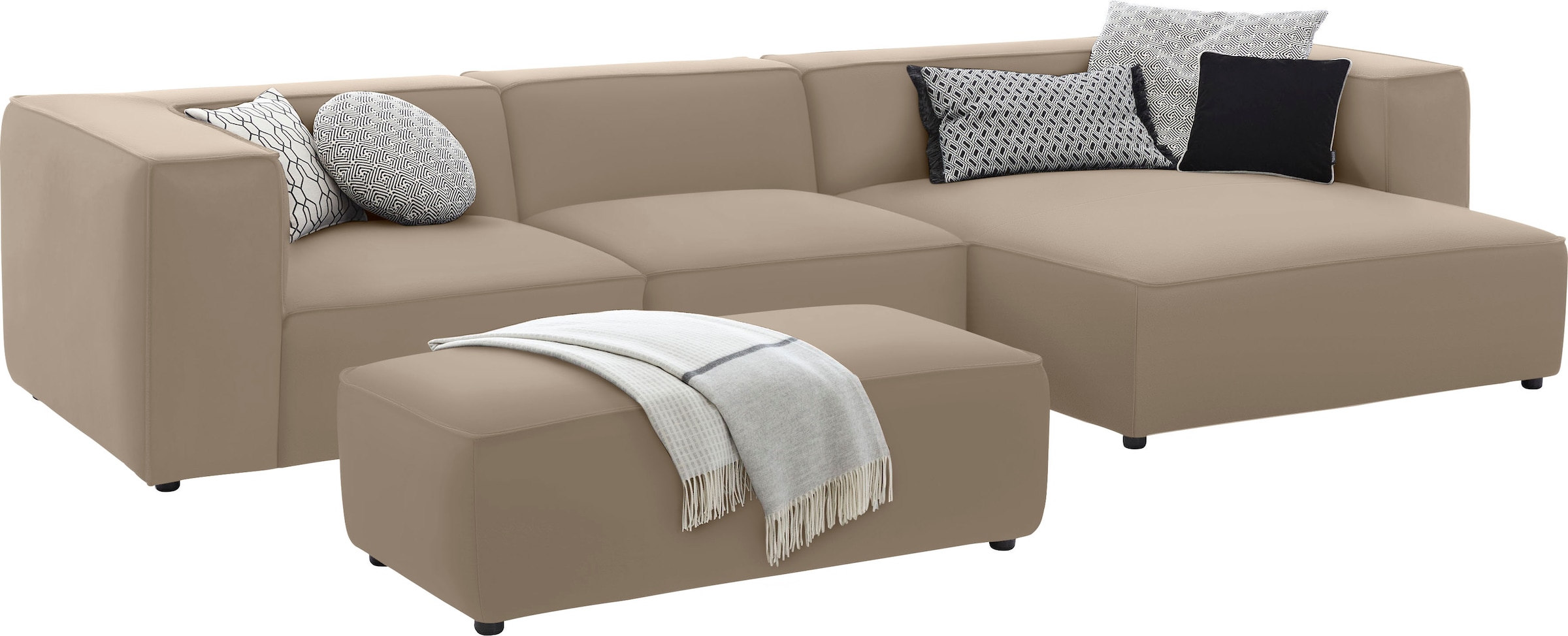 W.SCHILLIG Ecksofa »around-the-block«, mit eleganter Biese, mit Federkern, Breite 341 cm