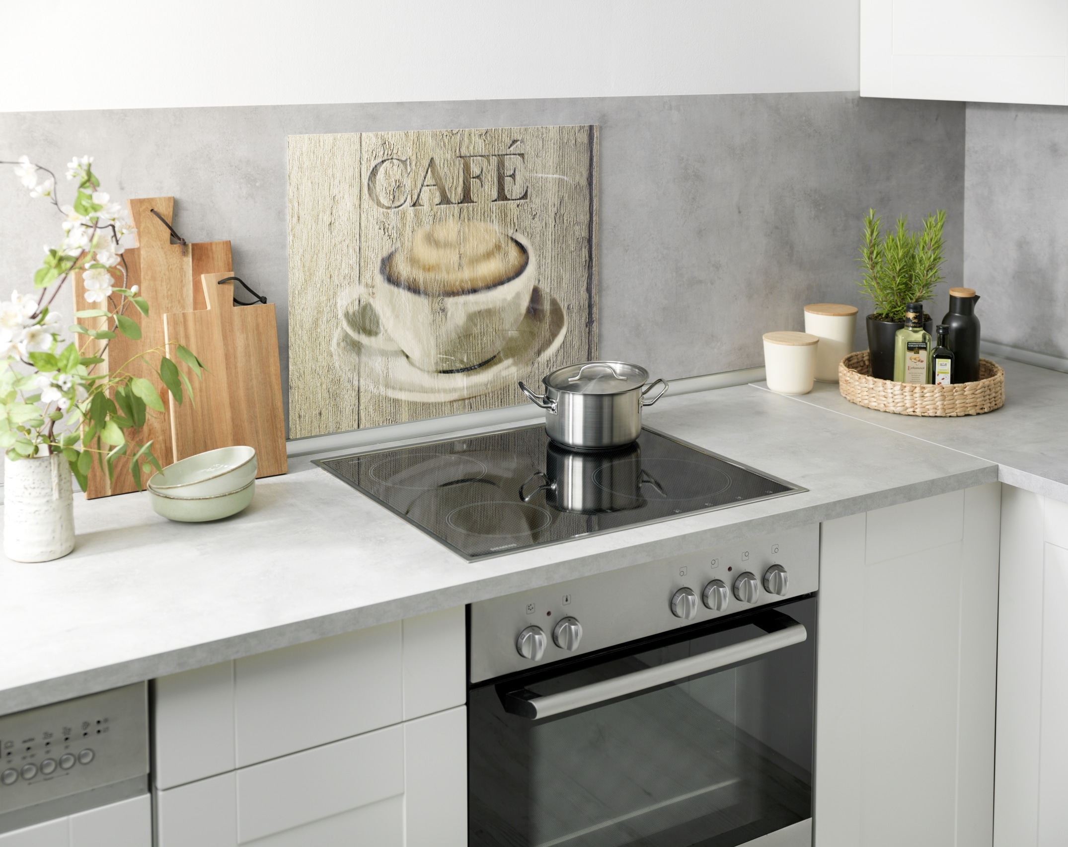 WENKO Spritzschutz »Modell Café«, Küchenrückwand für Herd oder Spüle, gehärtetes Glas