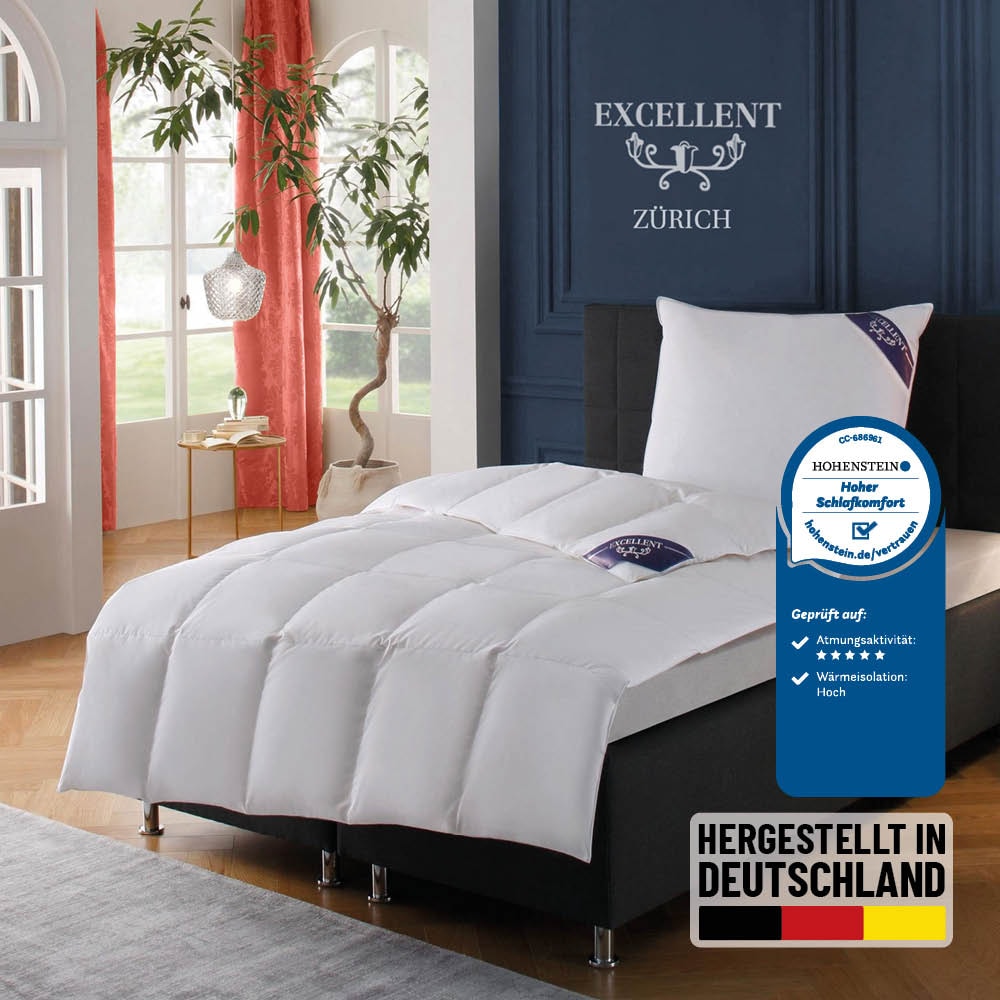 Excellent Daunenbettdecke "Zürich, Bettdecke normal mit Bestnote "Hoher Schlafkomfort" bewertet." normal Füllung 100% Daunen 1 Stk. tlg. Bettdecke 135x200 cm, 155x220cm und weitere Größen, Made in Germany