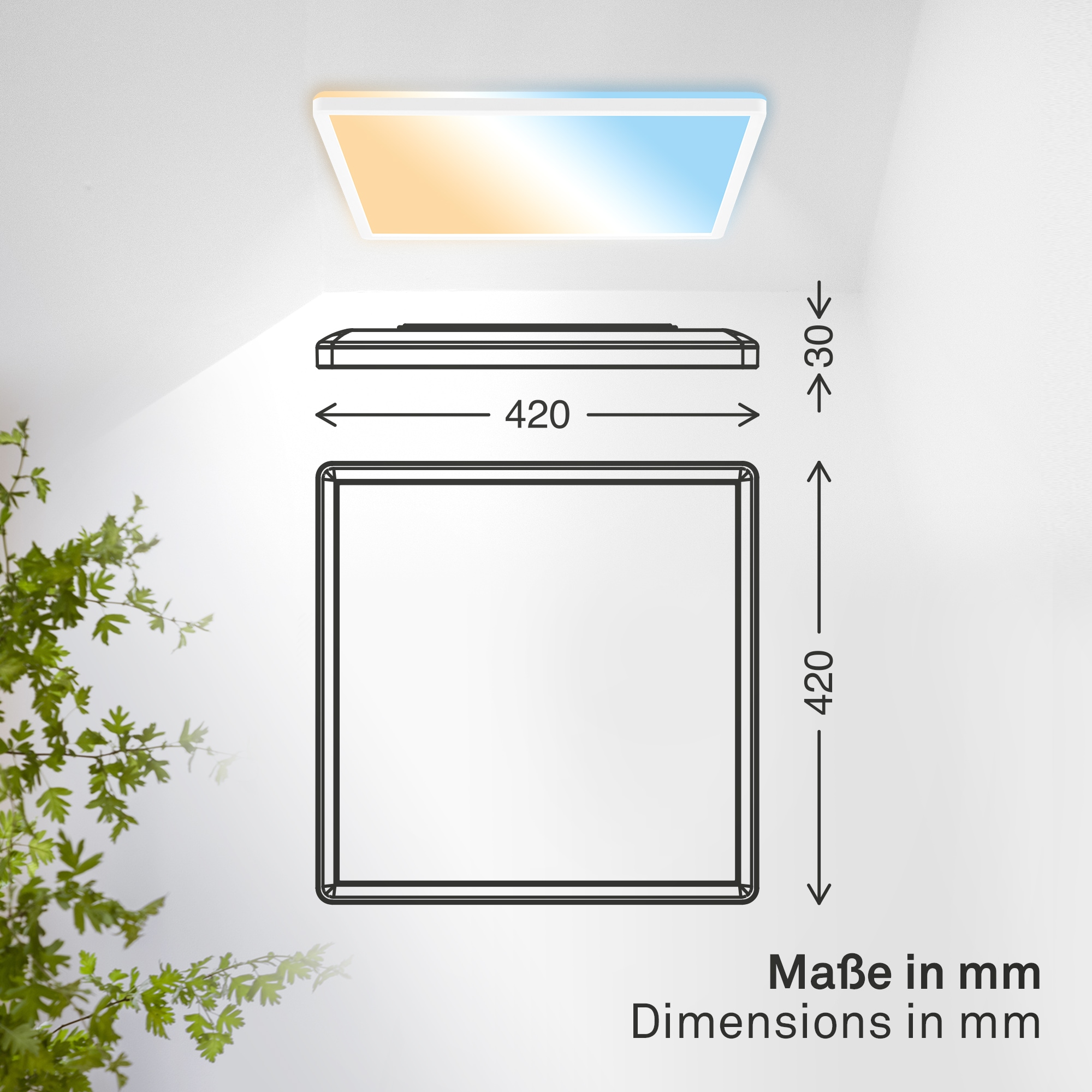 B.K.Licht LED Panel »SHALLOW« LED-Board 1 Stk. warmweiß - kaltweiß 42x42x3 cm, Badlampe, Badezimmer, Küche, Wohnzimmer