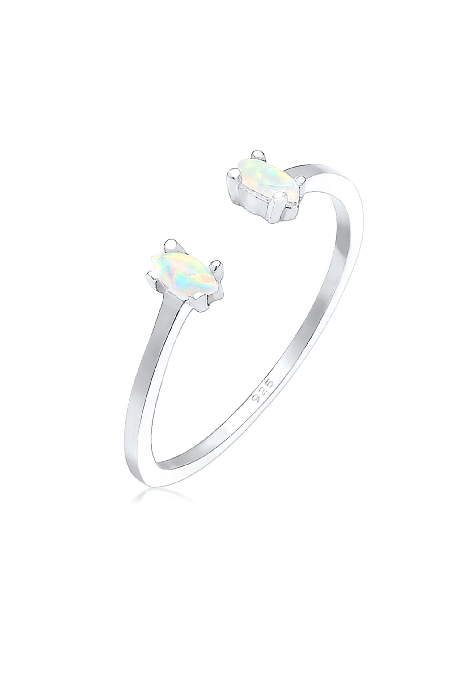 Elli Silberring »Ring mit Opal Oval Offen Verstellbar 925 Silber«