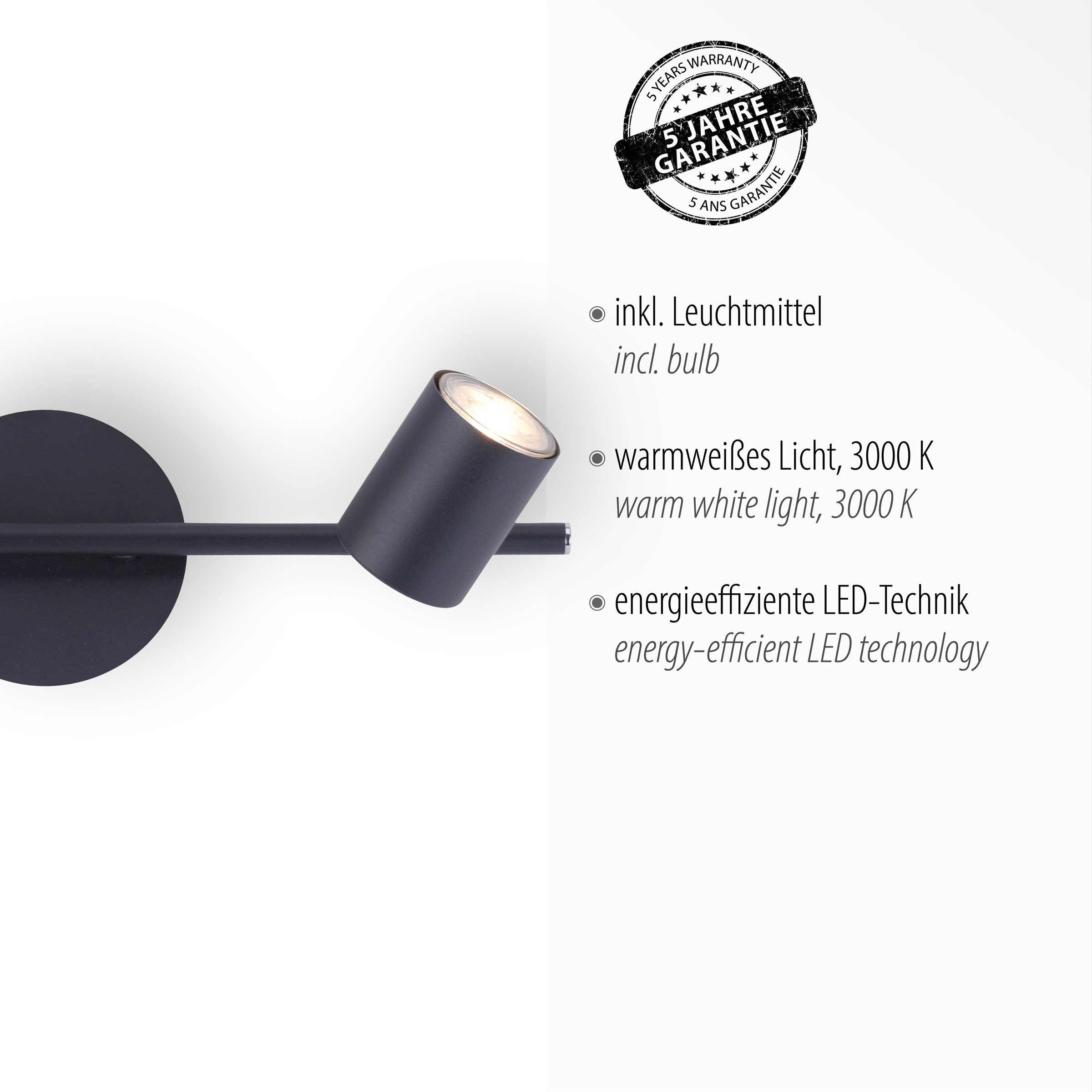 JUST LIGHT LED Deckenleuchte »TARIK« GU10 1 Stk. Warmweiß LED