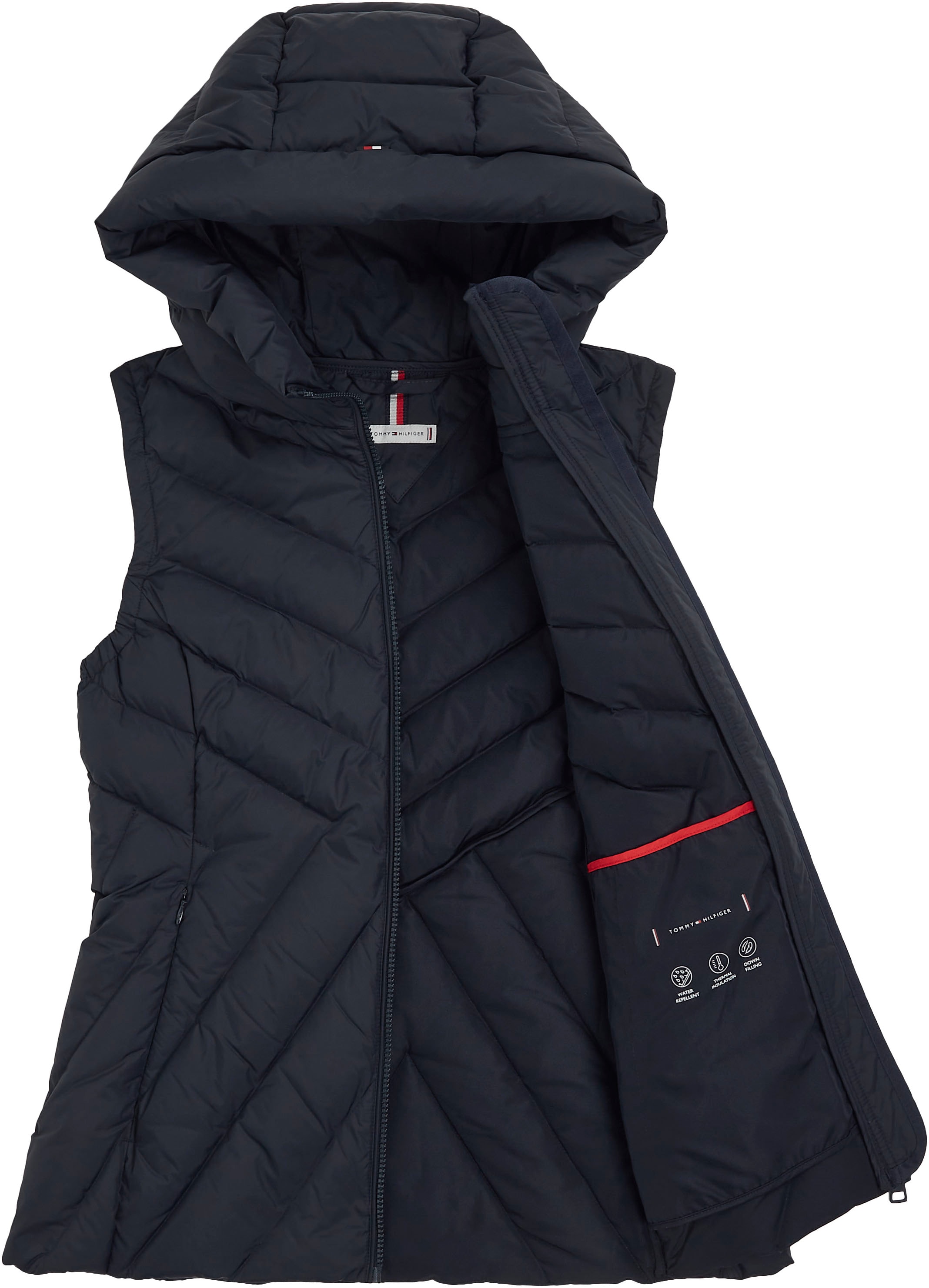 Tommy Hilfiger Steppweste »CHEVRON MW PADDED VEST«, mit mittelstarker Wattierung und Tommy Hilfiger Markenlabel
