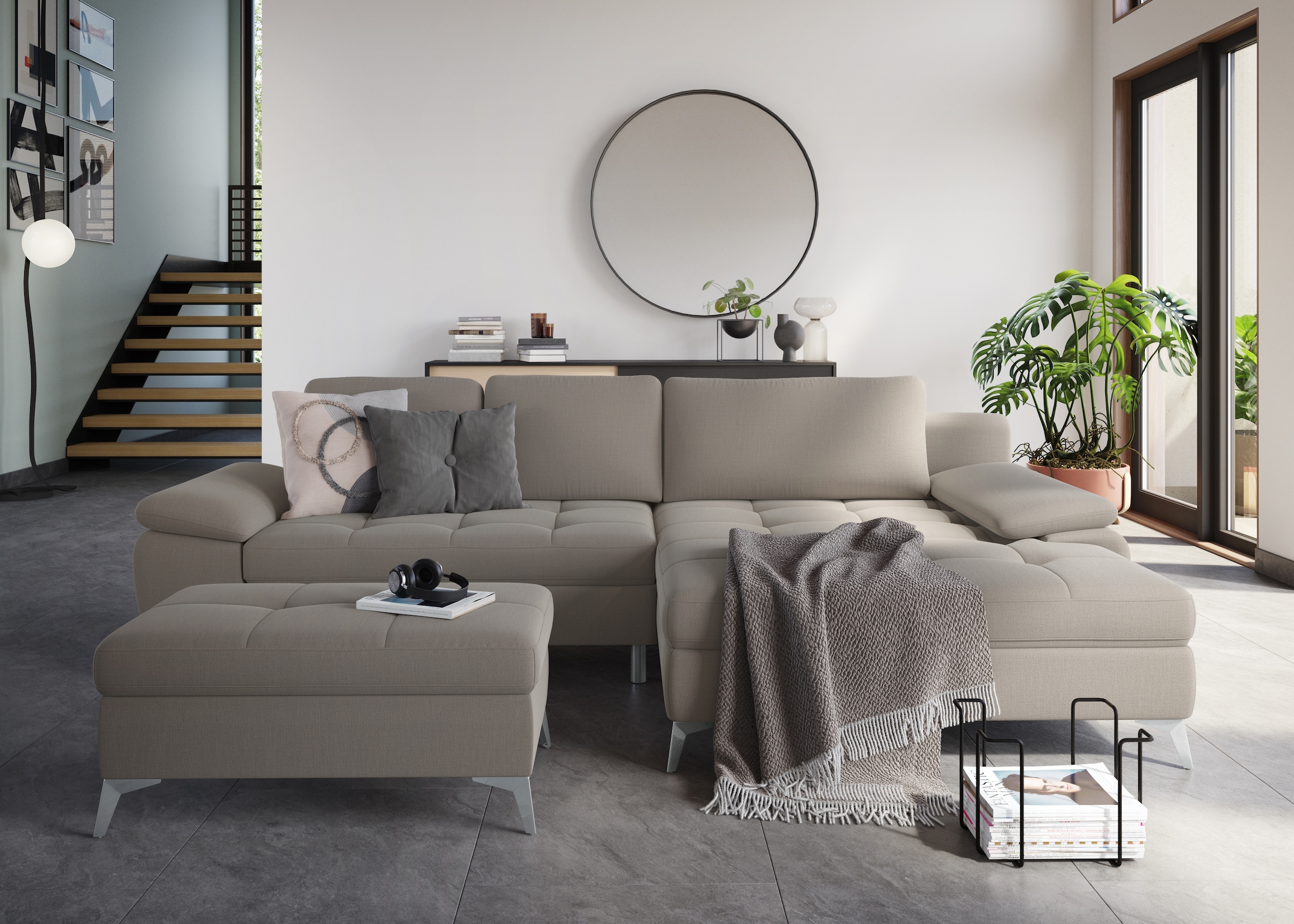 sit&more Ecksofa »Latigo L-Form«, mit Mega-Recamiere, wahlweise mit Bettfunktion und Bettkasten