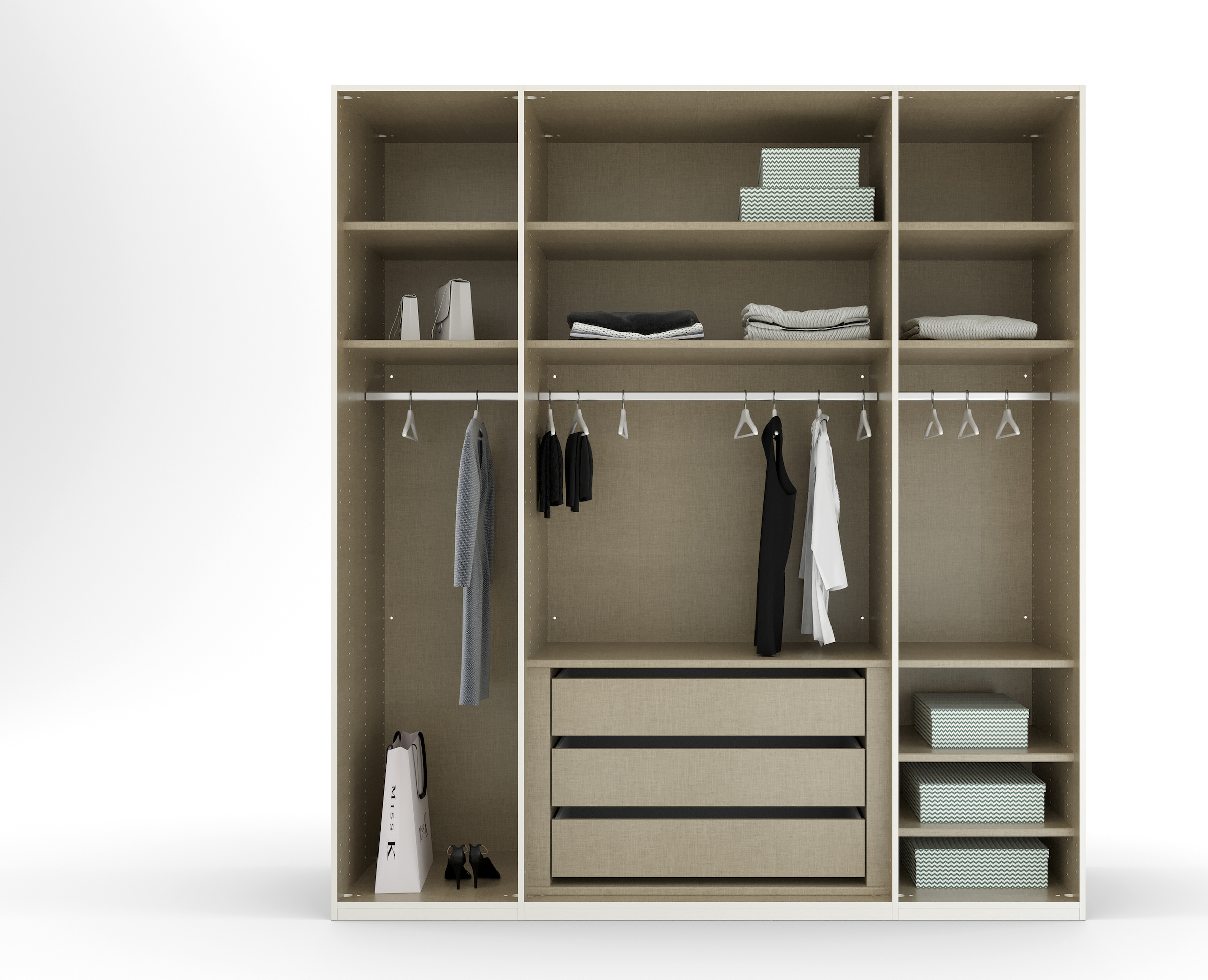 rauch Drehtürenschrank »Kleiderschrank Schrank Garderobe SKAT SHINE mit hochwertigem,«, transparentem Grauglas inkl. umfangreichem Zubehör MADE IN GERMANY
