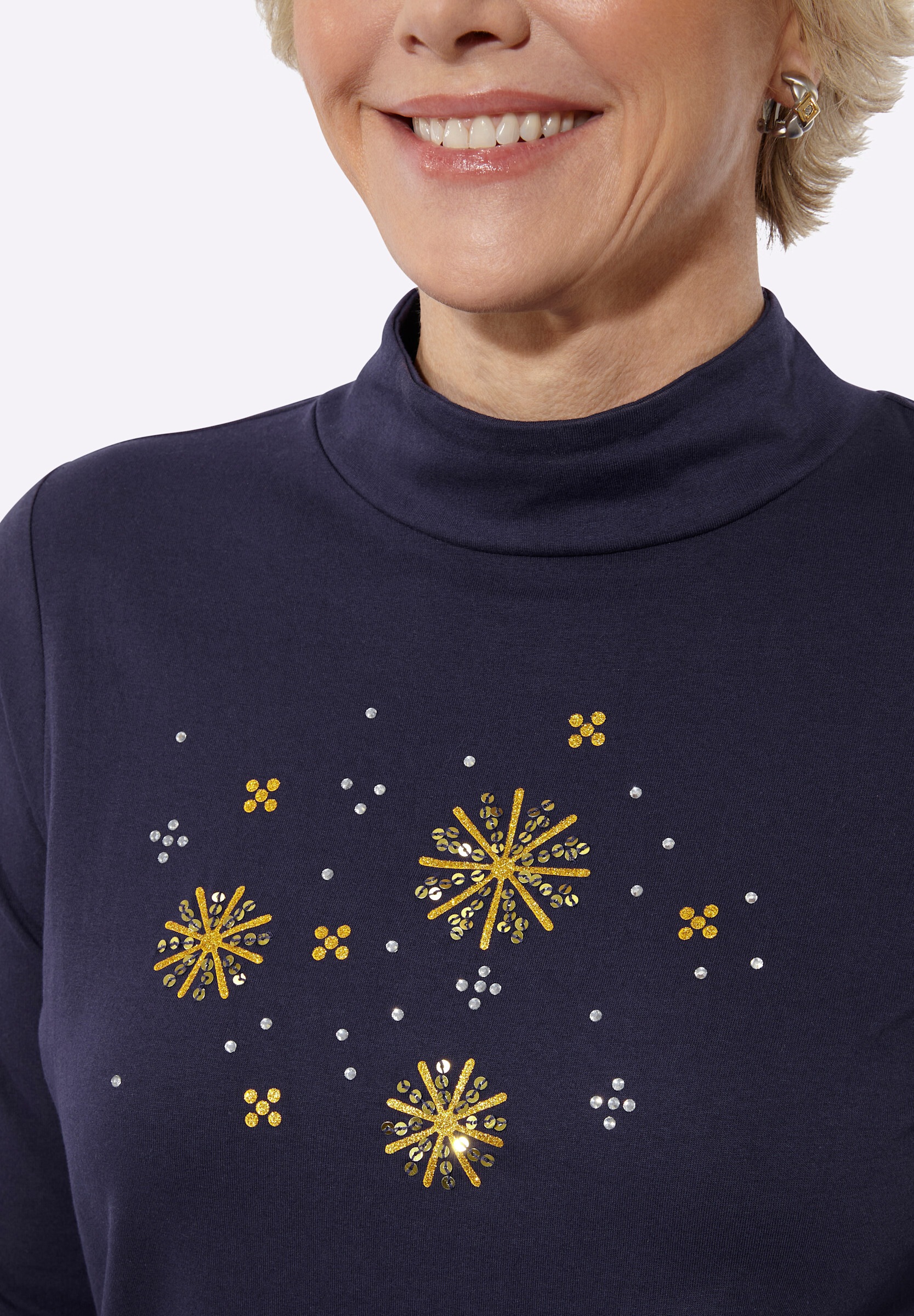 Witt T-Shirt »Stehkragen-Shirt Stehkragenshirt mit Glitzersteinchen«
