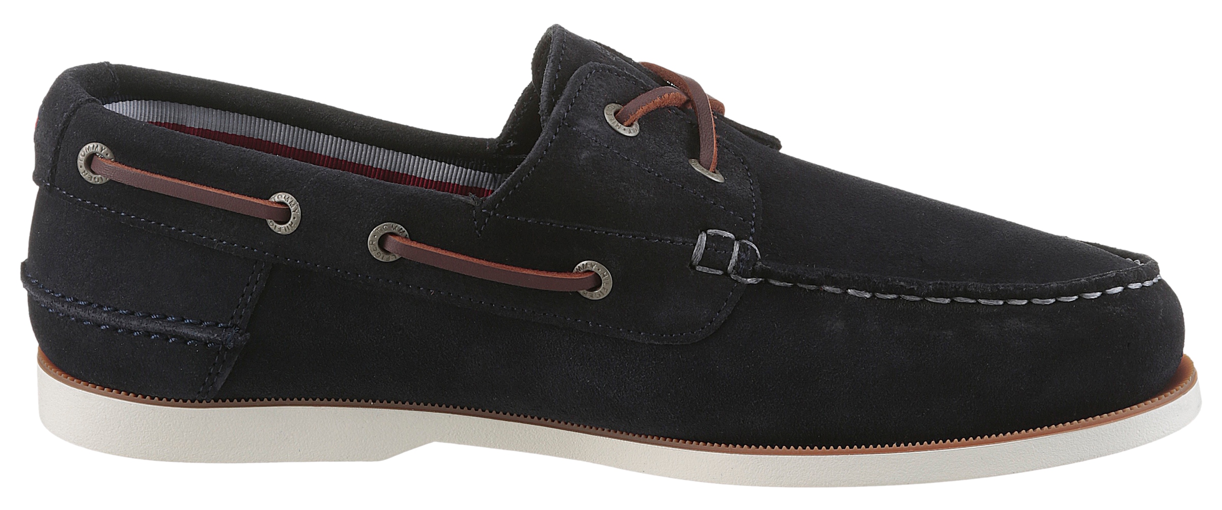 Tommy Hilfiger Bootsschuh »TH BOAT SHOE CORE SUEDE«, Casualschuh, Freizeitschuh, Schnürer mit Bänder-Durchzügen