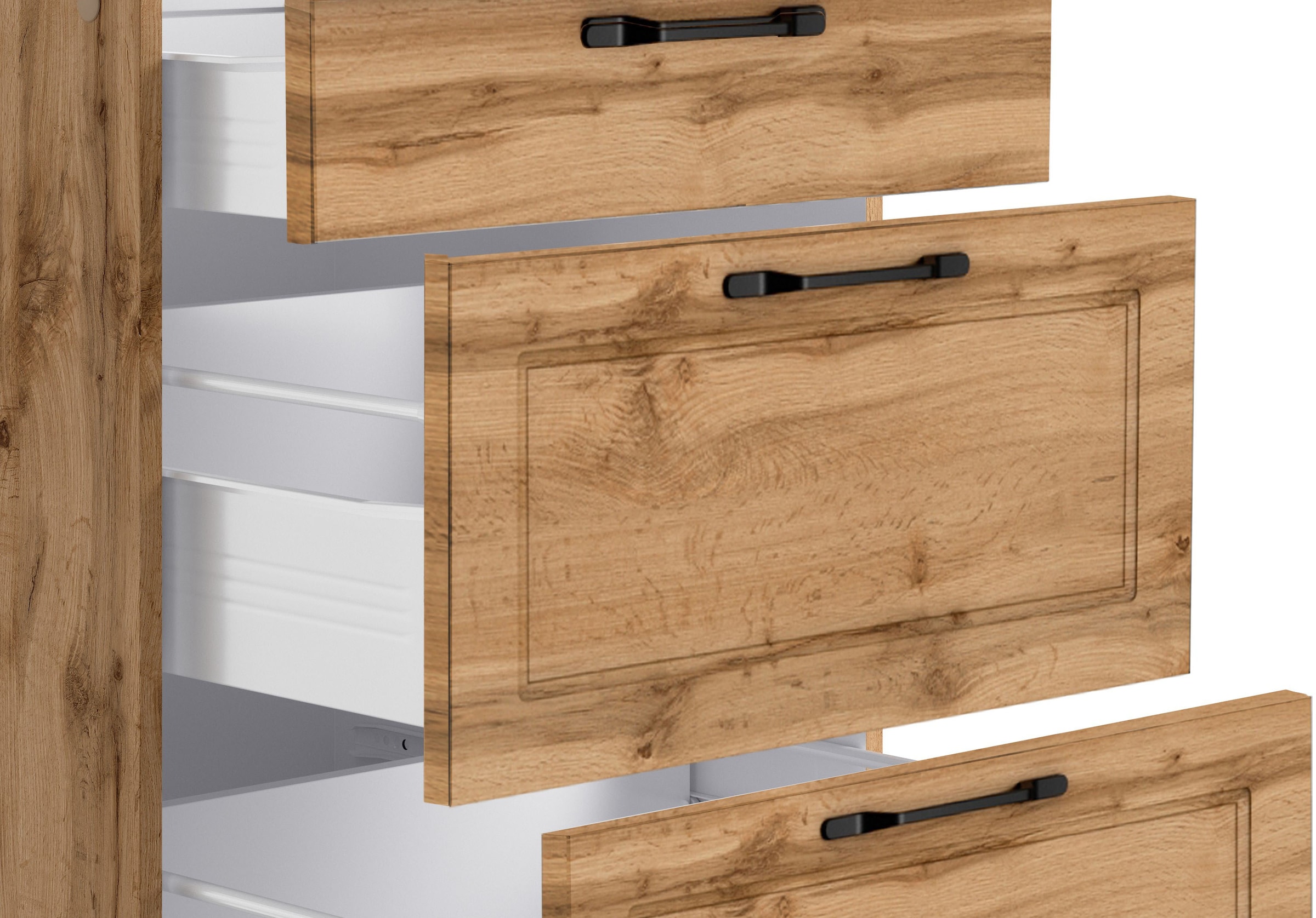 KOCHSTATION Küchenzeile »KS-Lani, mit MDF-Fronten« Breite 240 cm, wahlweise mit E-Geräten, Höhen-Ausgleichsfüße 0-4 cm