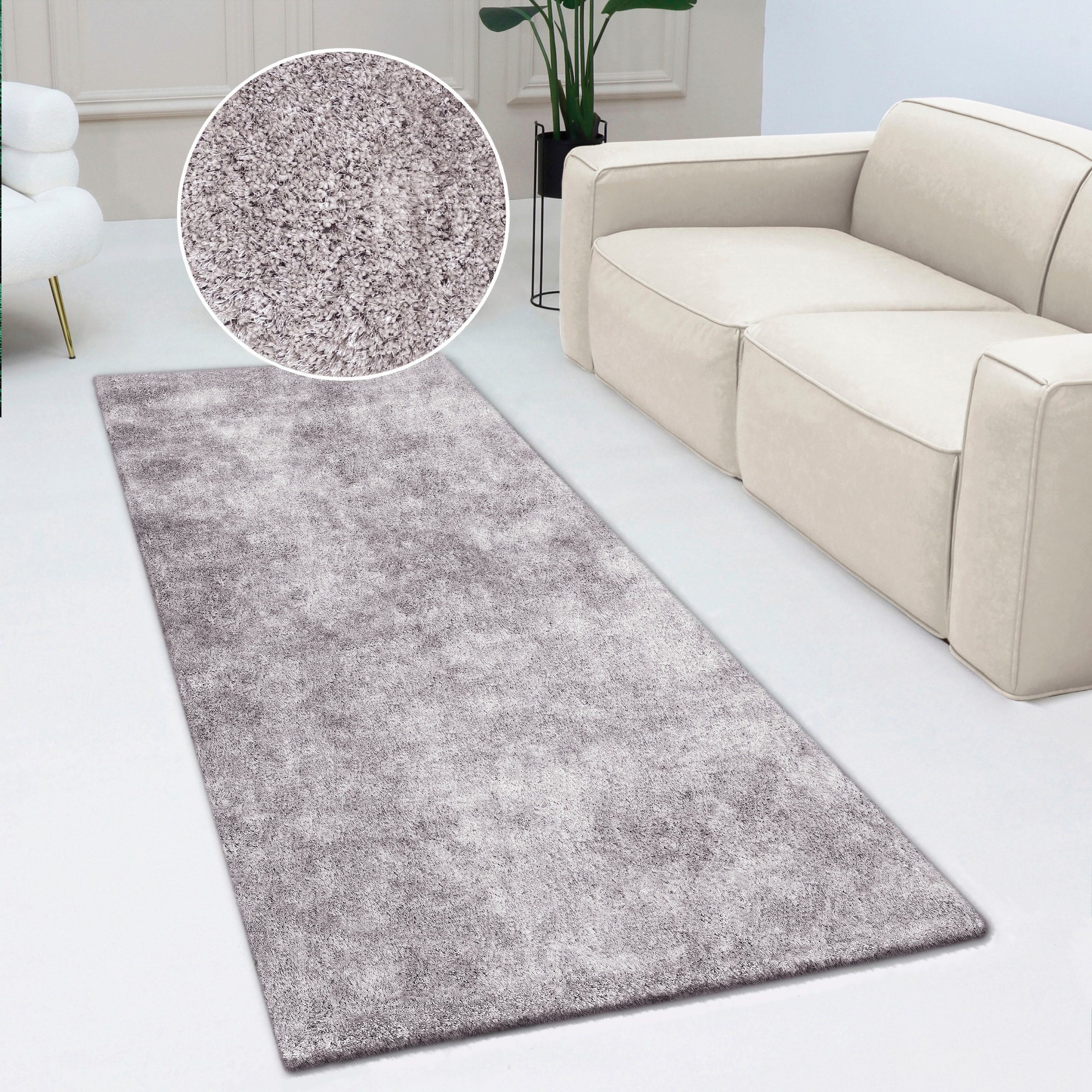 Bruno Banani Hochflor-Läufer »Dana Teppich, Kundenliebling«, rechteckig, 30 mm Höhe, Brücke, uni, weich, Mikrofaser, Diele, Flur, Wohnzimmer, Schlafzimmer