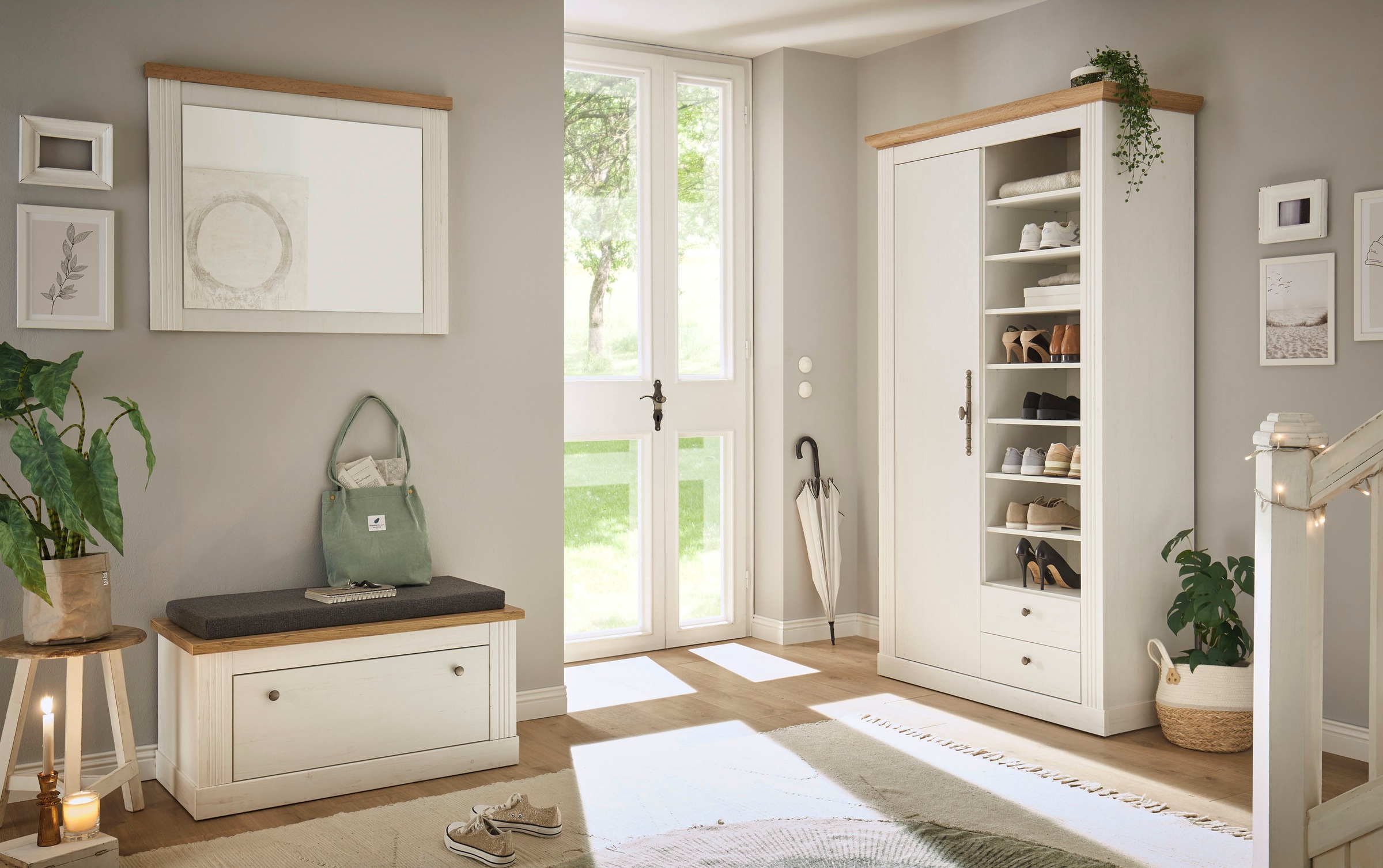 OTTO home Garderoben-Set »WESTMINSTER BESTSELLER!« Schuhbank, Spiegel, Garderobenschrank, 3 Stk. tlg.