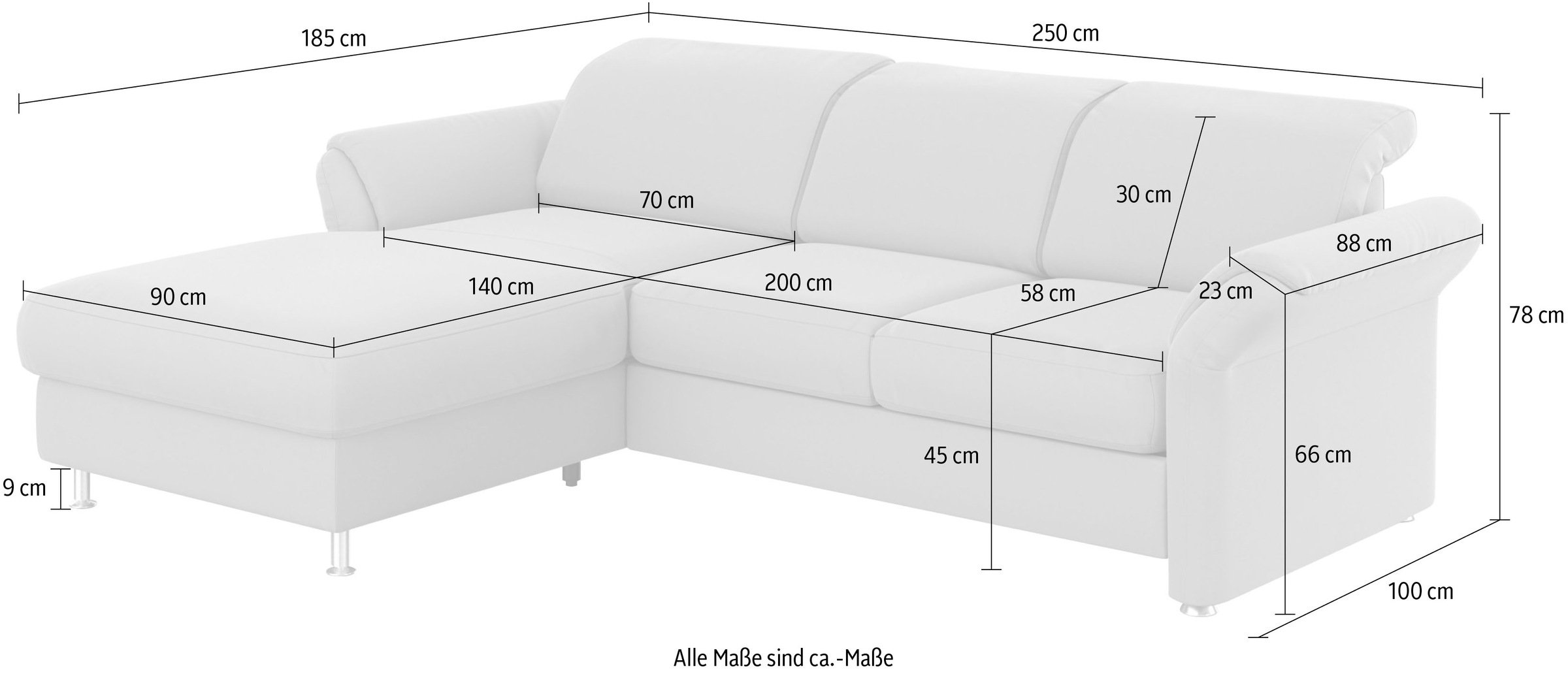 sit&more Ecksofa »Apulia L-Form« wahlweise Bettfunktion, Bettkasten und Kopf- und Armteilverstellung