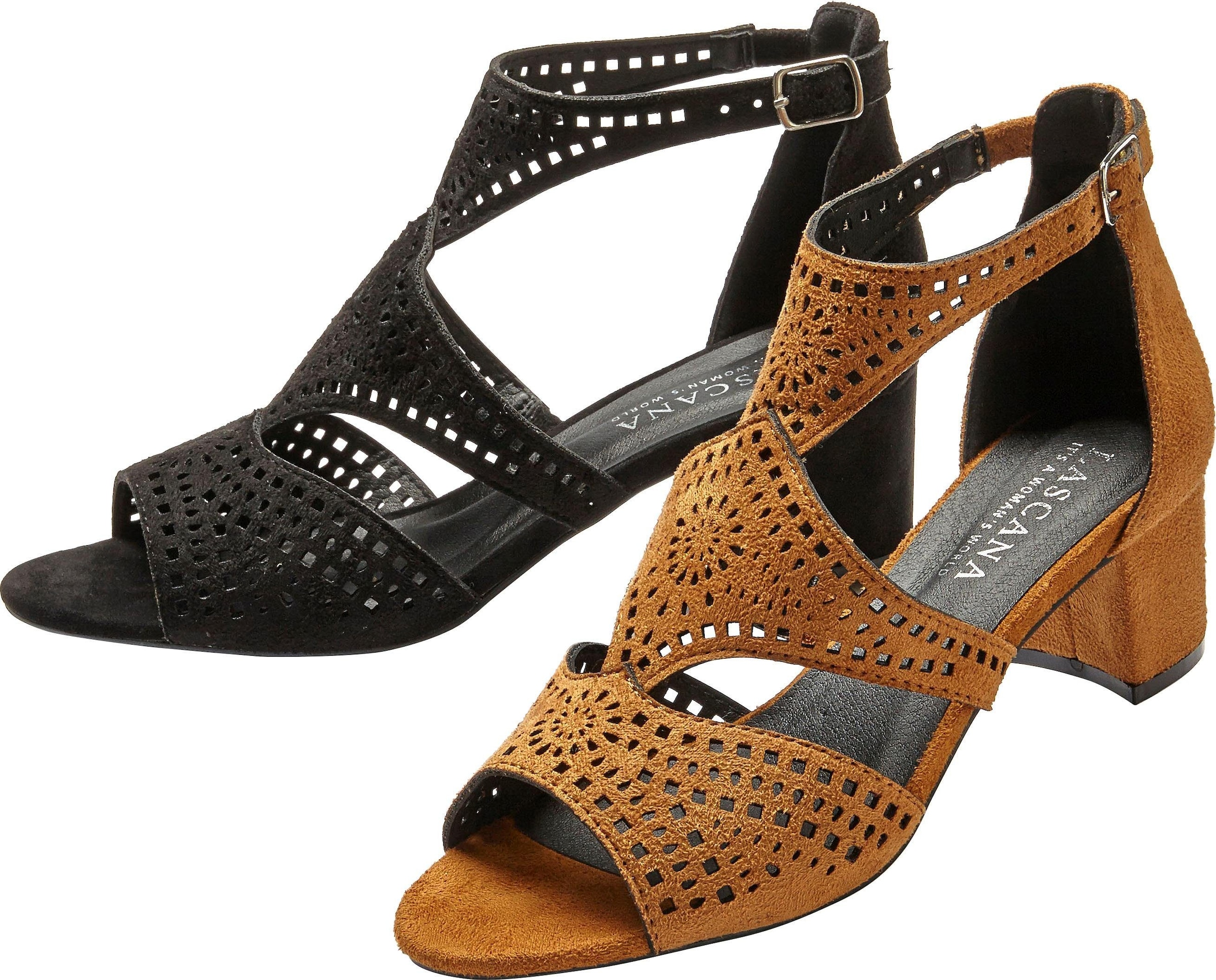 LASCANA Riemchensandalette »Sommerschuh«, Sandalette, Sommerschuh mit Cut-Outs und bequemen Blockabsatz VEGAN