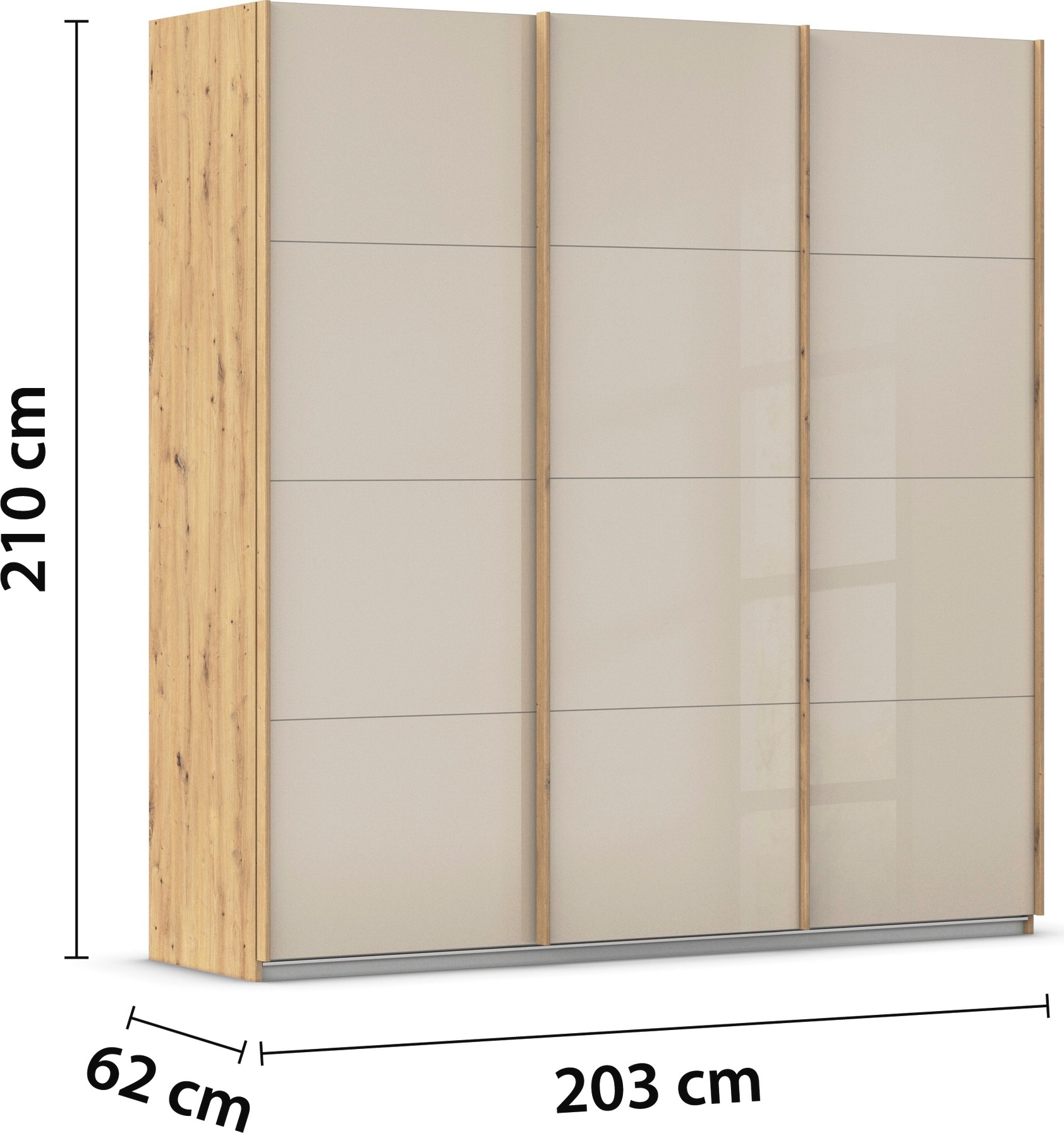 rauch Schwebetürenschrank »Kleiderschrank Schrank Garderobe AGORDO mit Glasfront«, durchdachte Innenausstattung, in 4 Breiten und 2 Höhen MADE IN GERMANY