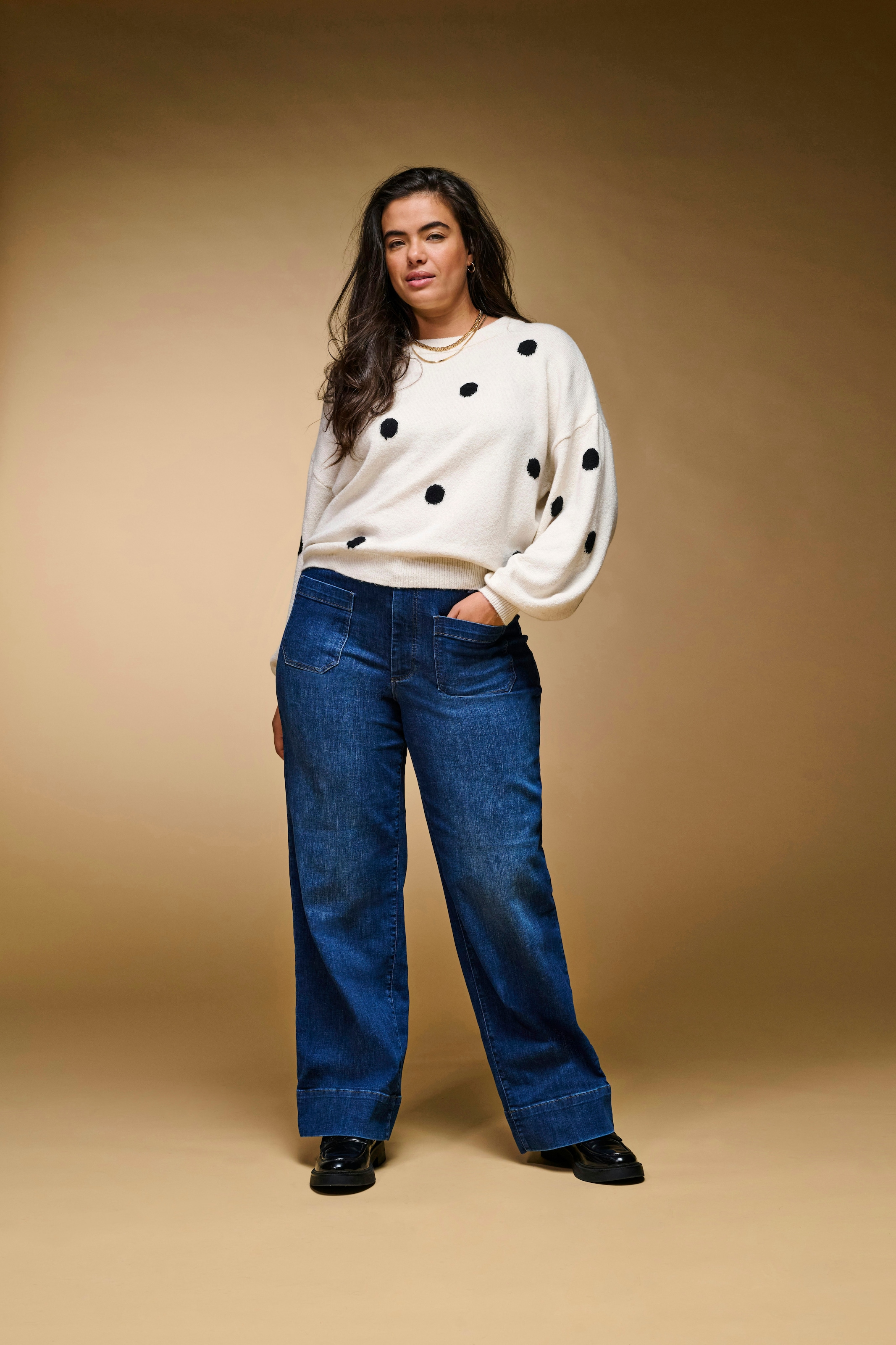 ONLY CARMAKOMA Rundhalspullover »CARRICA LS DETAIL O-NECK KNT« Materialmix, normal geschnitten
