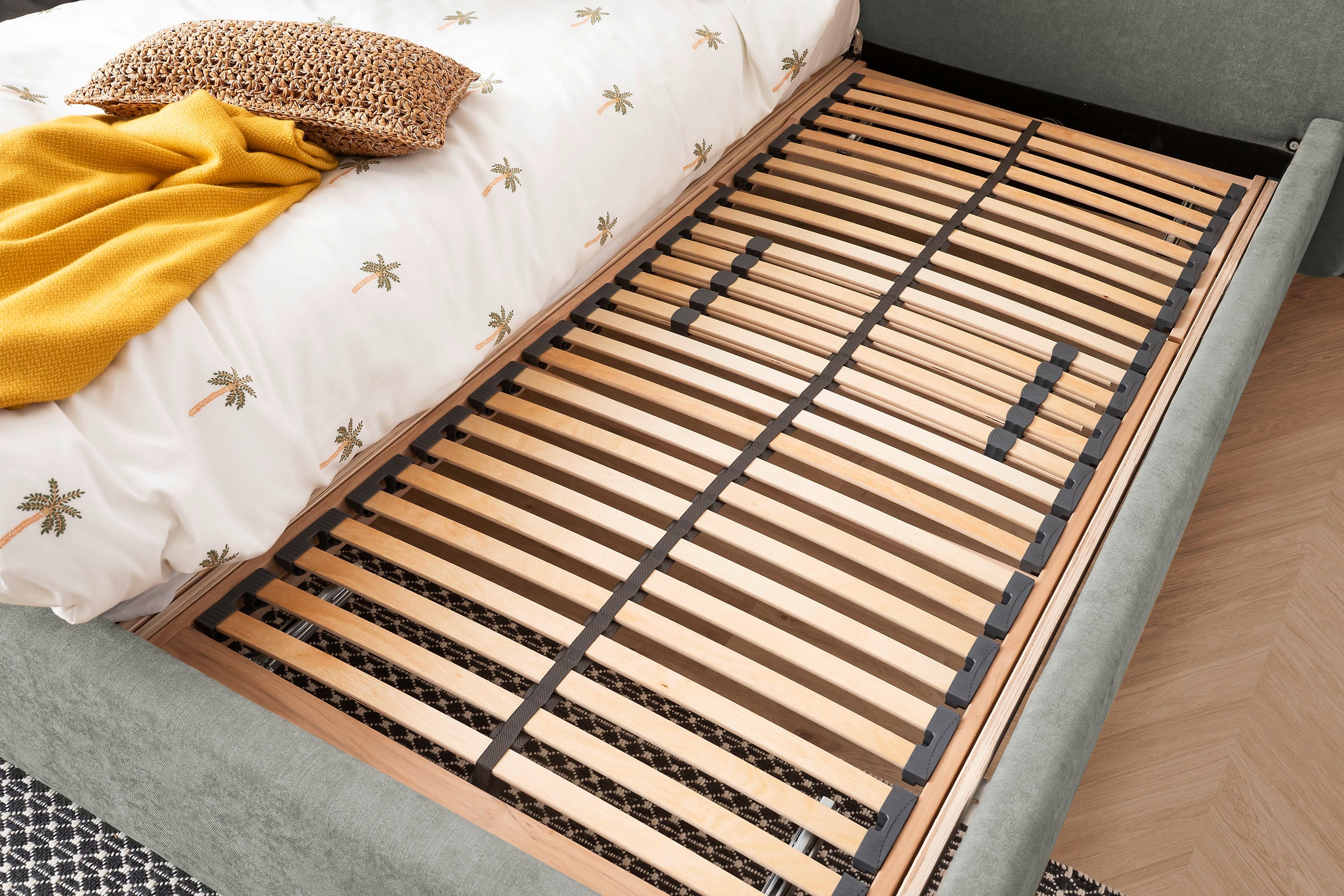 Home affaire Polsterbett »Aurela, liebevoll verarbeitete Biese & wahweise Überlänge« inkl. 7-fache Einlegetiefenverstellung & saugroboterfreundliche Höhe