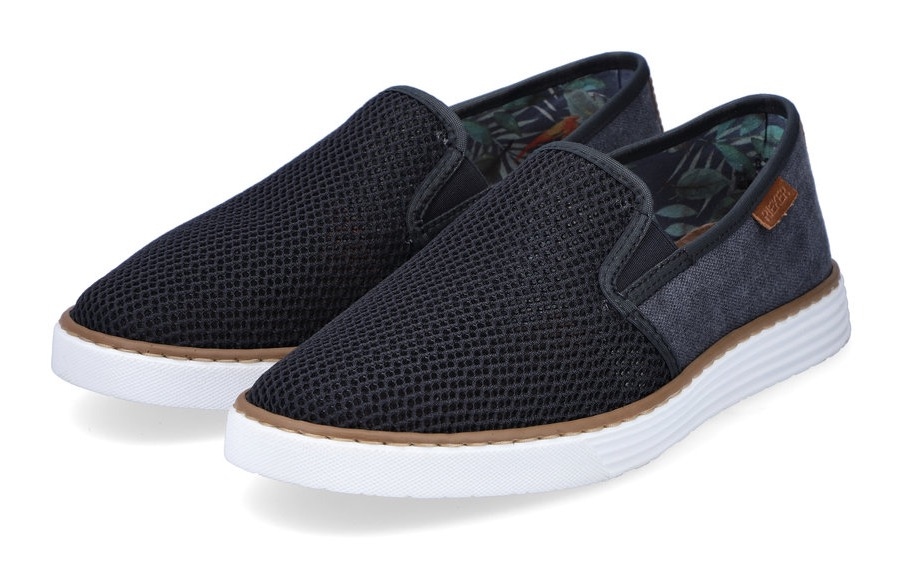 Rieker Slip-On Sneaker, Casual Slipper, Freizeitschuh mit gemustertem Innenfutter