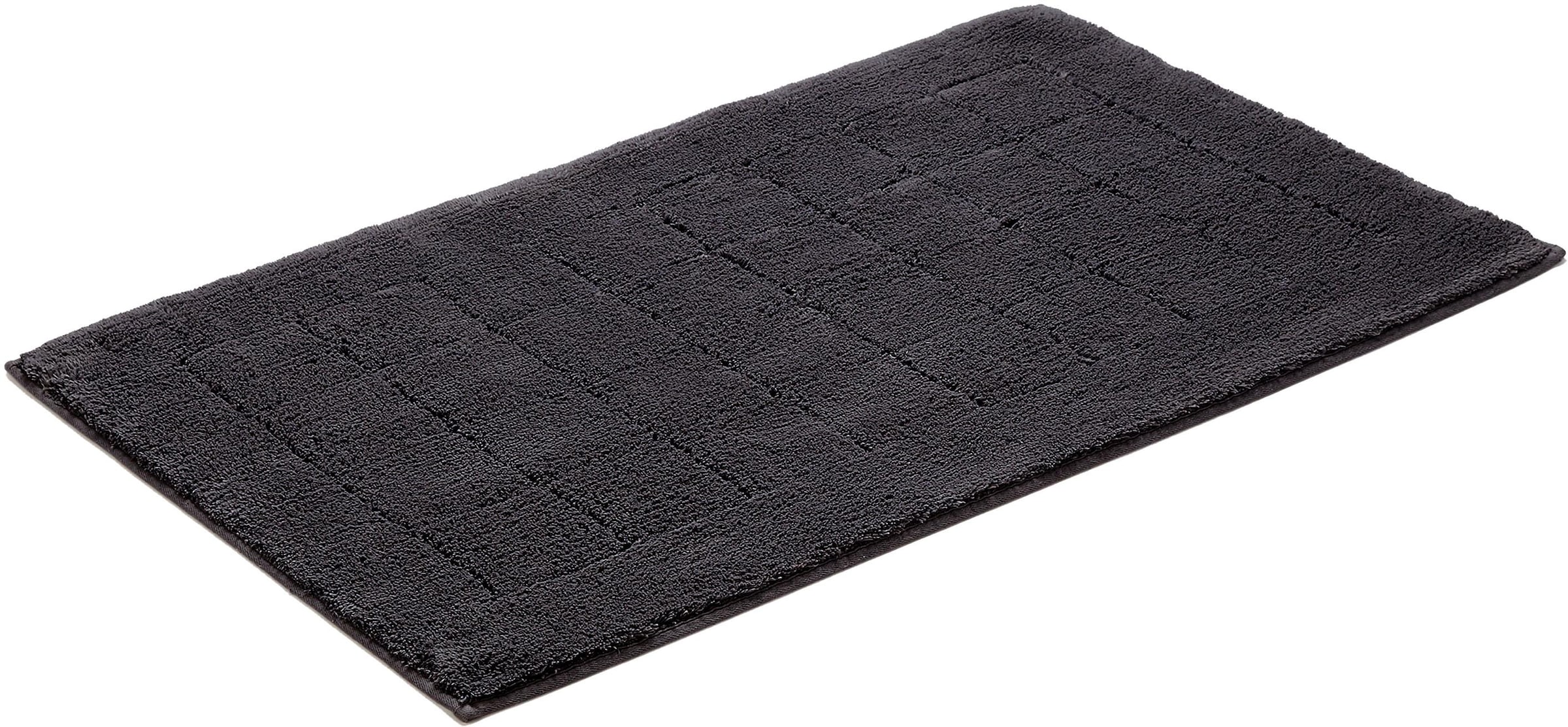 Vossen Badematte »Exclusive«, rutschhemmend beschichtet, fußbodenheizungsgeeignet, Badteppich, Uni-Farben, Karo Muster, Hoch-Tief Effekt, reine Baumwolle