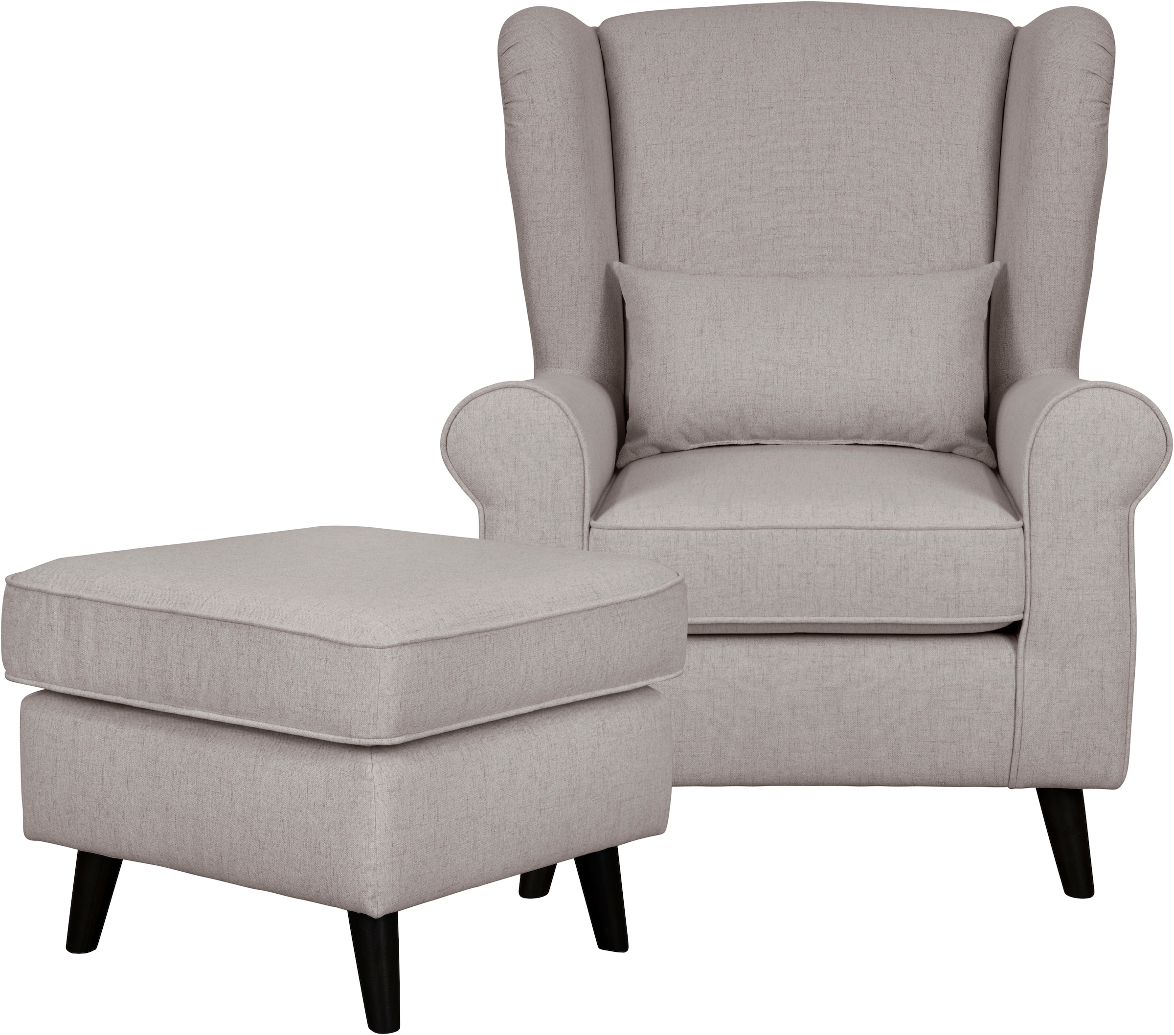 Home affaire Sessel »Ohrensessel CHISTELLE, wahlweise mit Polsterhocker«, mit Wellenunterfederung, Maße: B/T/H: 81/87/99 cm