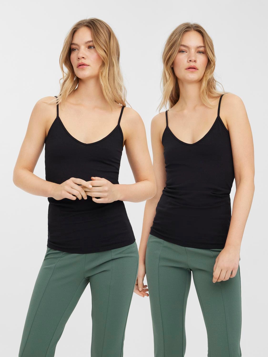 Vero Moda Spaghettitop »VMMAXI MY SOFT V SINGLET 2PACK« 2er-Pack, 2 Baumwollmischung, slim fit
