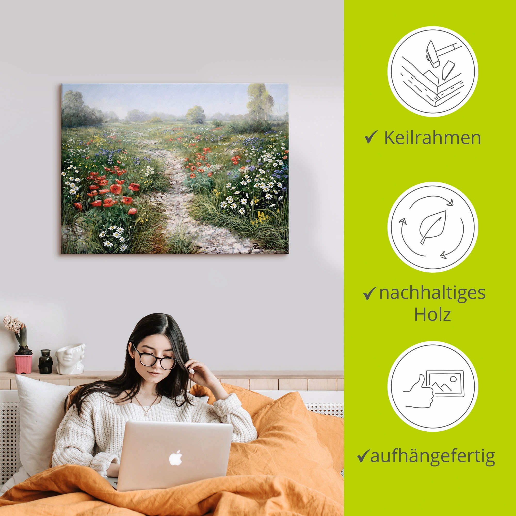 Artland Wandbild »Dichte der Natur«, Blumenwiese, (1 St.), als Leinwandbild, Poster, Wandaufkleber in verschied. Größen