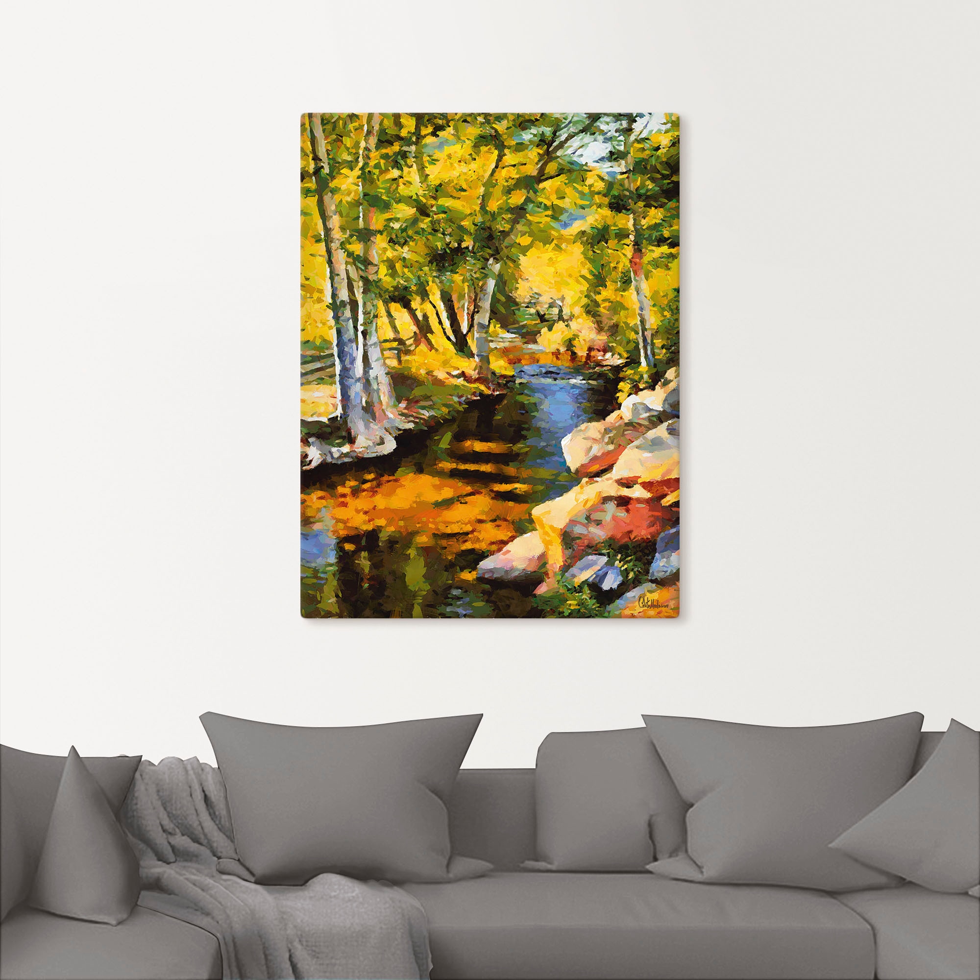 Artland Leinwandbild »Bach mit Felsen«, Waldbilder, (1 St.), auf Keilrahmen gespannt