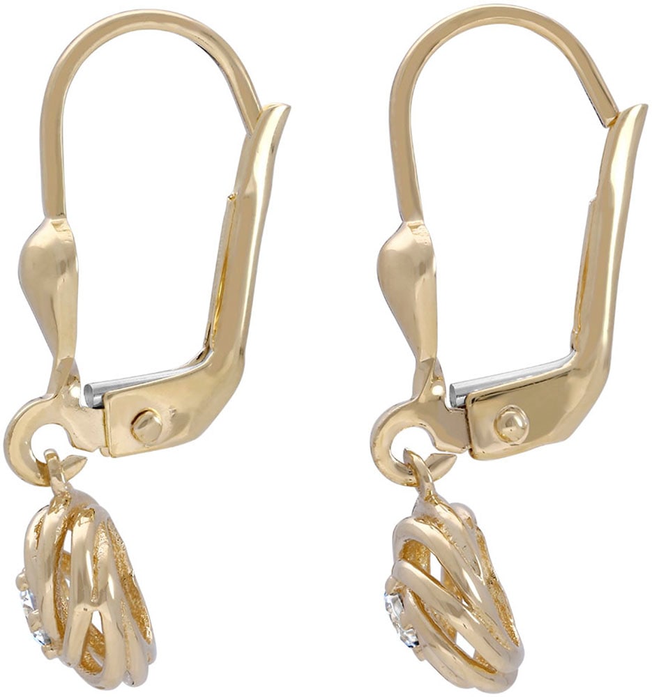 Firetti Paar Ohrhänger »Schmuck Geschenk Gold 375 Ohrschmuck Ohrringe Kreis rund verschlungen«, mit Zirkonia (synth.)