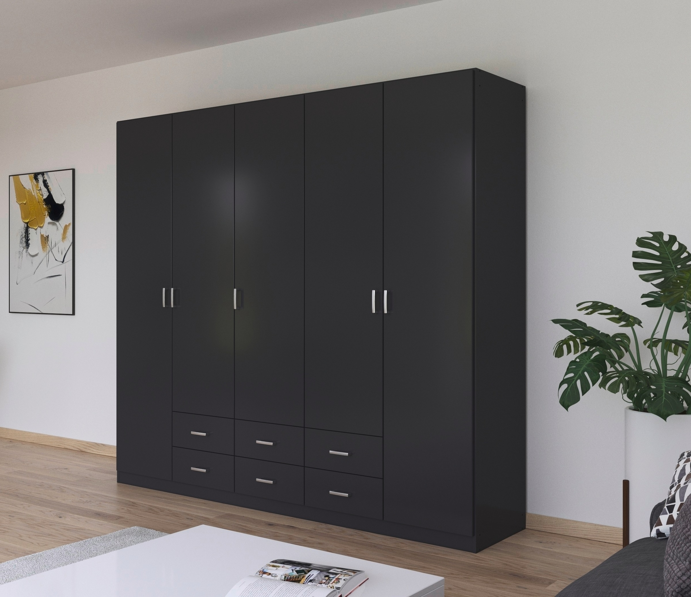 rauch Drehtürenschrank »Kleiderschrank Schrank Garderobe Wäscheschrank GAMMA in 3 Breiten«, mit 6 Schubladen, in schlichtem Design TOPSELLER MADE IN GERMANY