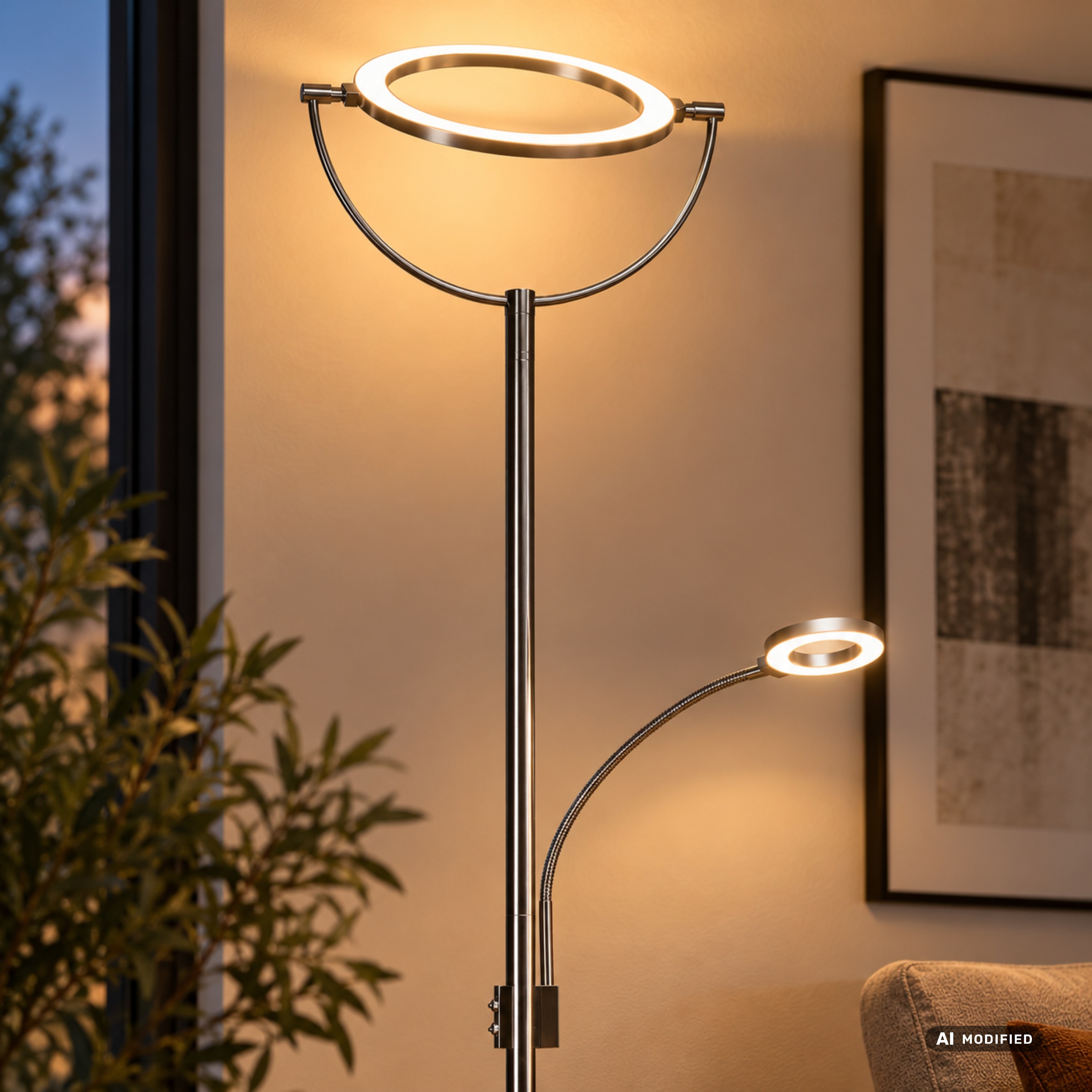 Brilliant Deckenfluter »Demian« LED-Modul 1 Stk. Warmweiß einstellbar, 2x Drehdimmer , 1,9 m Höhe, 24 W, 2500 lm