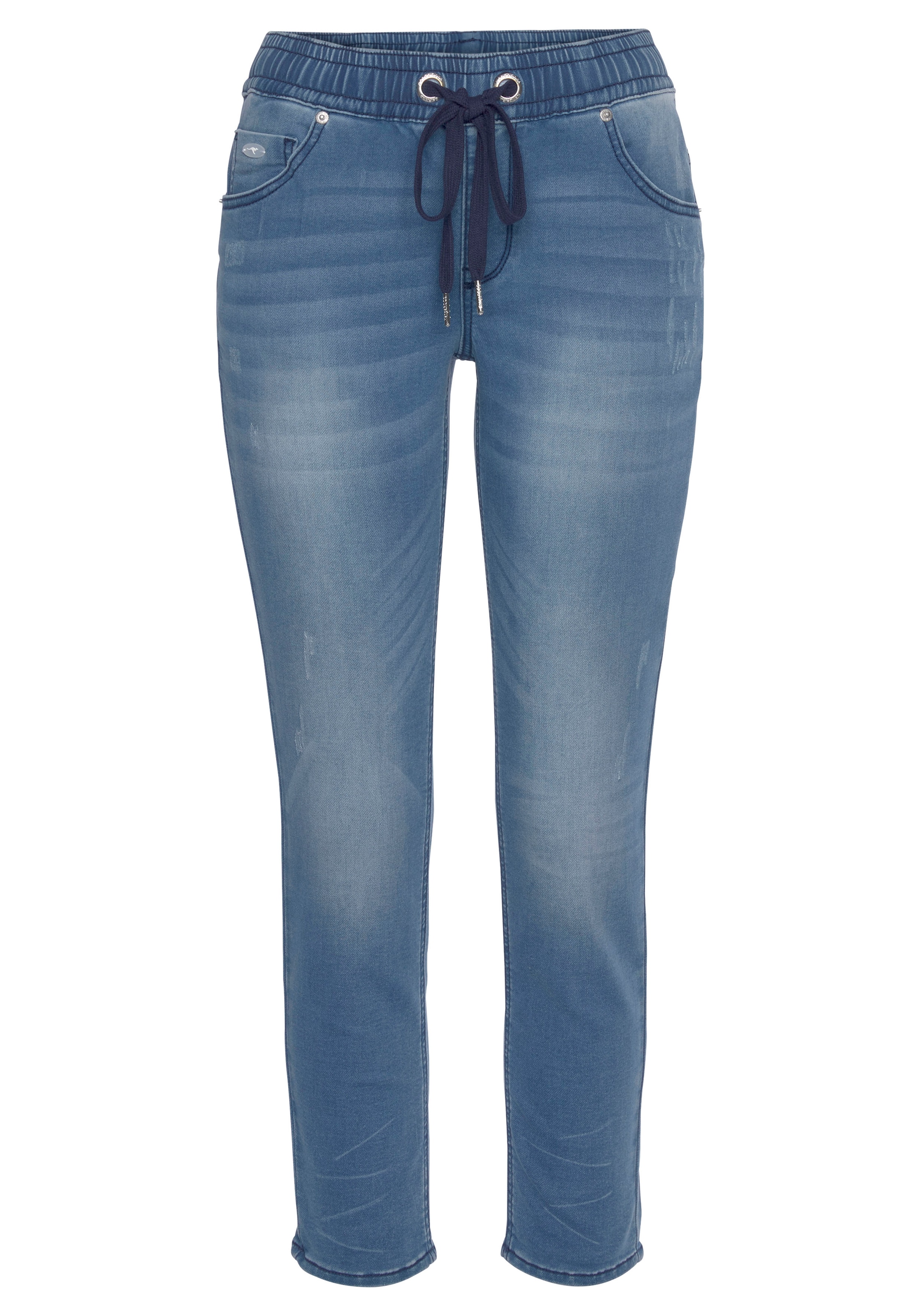 KangaROOS Jogg Pants »7/8 JOGG-DENIM«, weites Bein, mit Used-Waschung, hohe Leibhöhe, 7/8-Länge