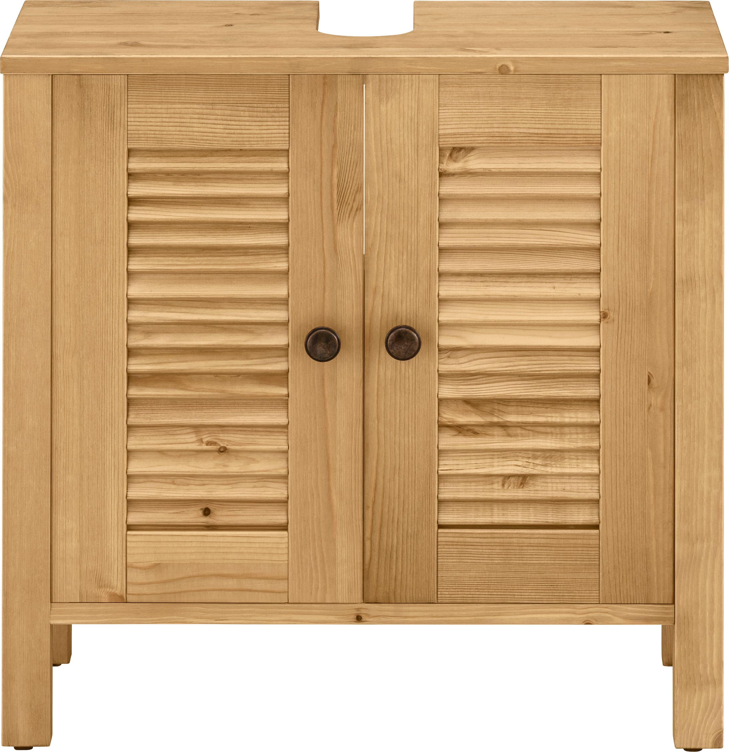 Home affaire Waschbeckenunterschrank »Ayanna«, aus Massivholz, FSC®, Lamellenfront, Höhe 57 cm, Breite 59 cm