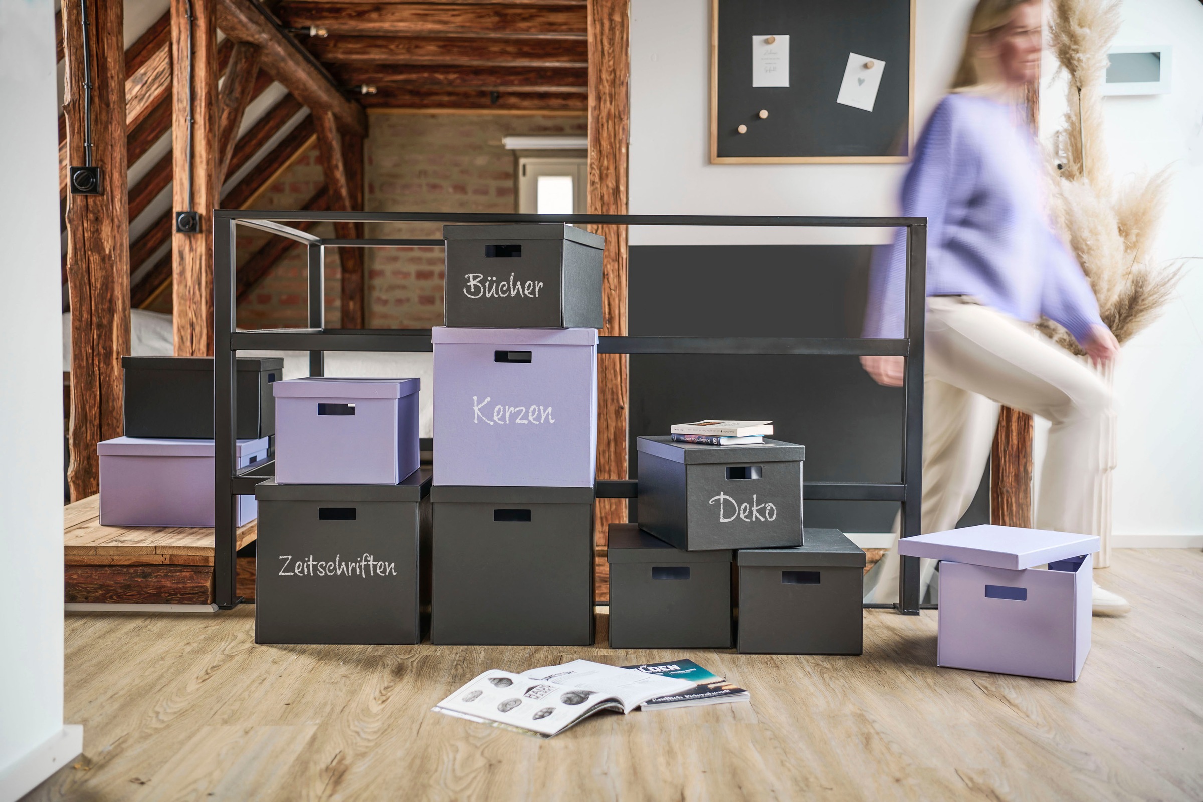 Zeller Present Aufbewahrungsbox, (1 St.), beschriftbar, recycelter Karton