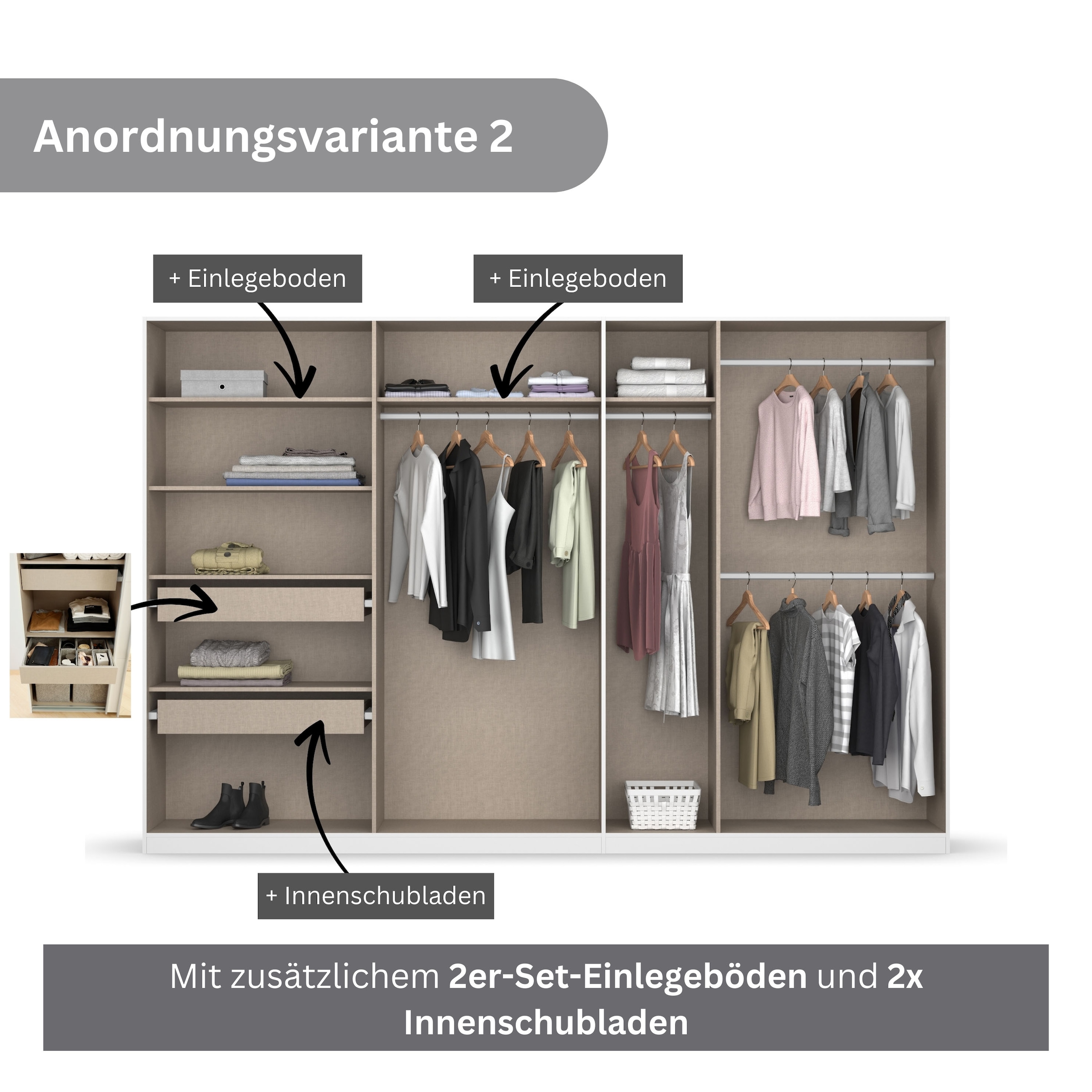 rauch Drehtürenschrank »Koluna«, Hochglanzfront, inkl. 2 Innenschubladen sowie extra Böden