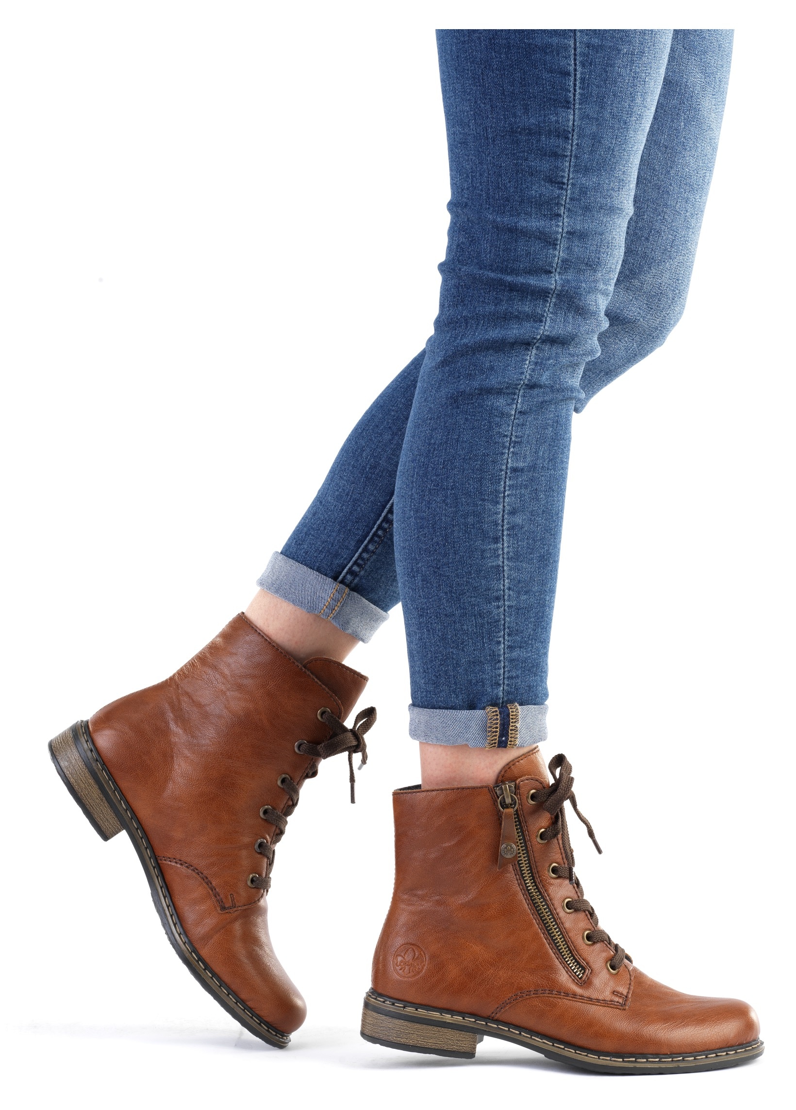 Rieker Stiefelette, Schnürstiefelette, Schnürboots mit Reißverschluss an der Außenseite