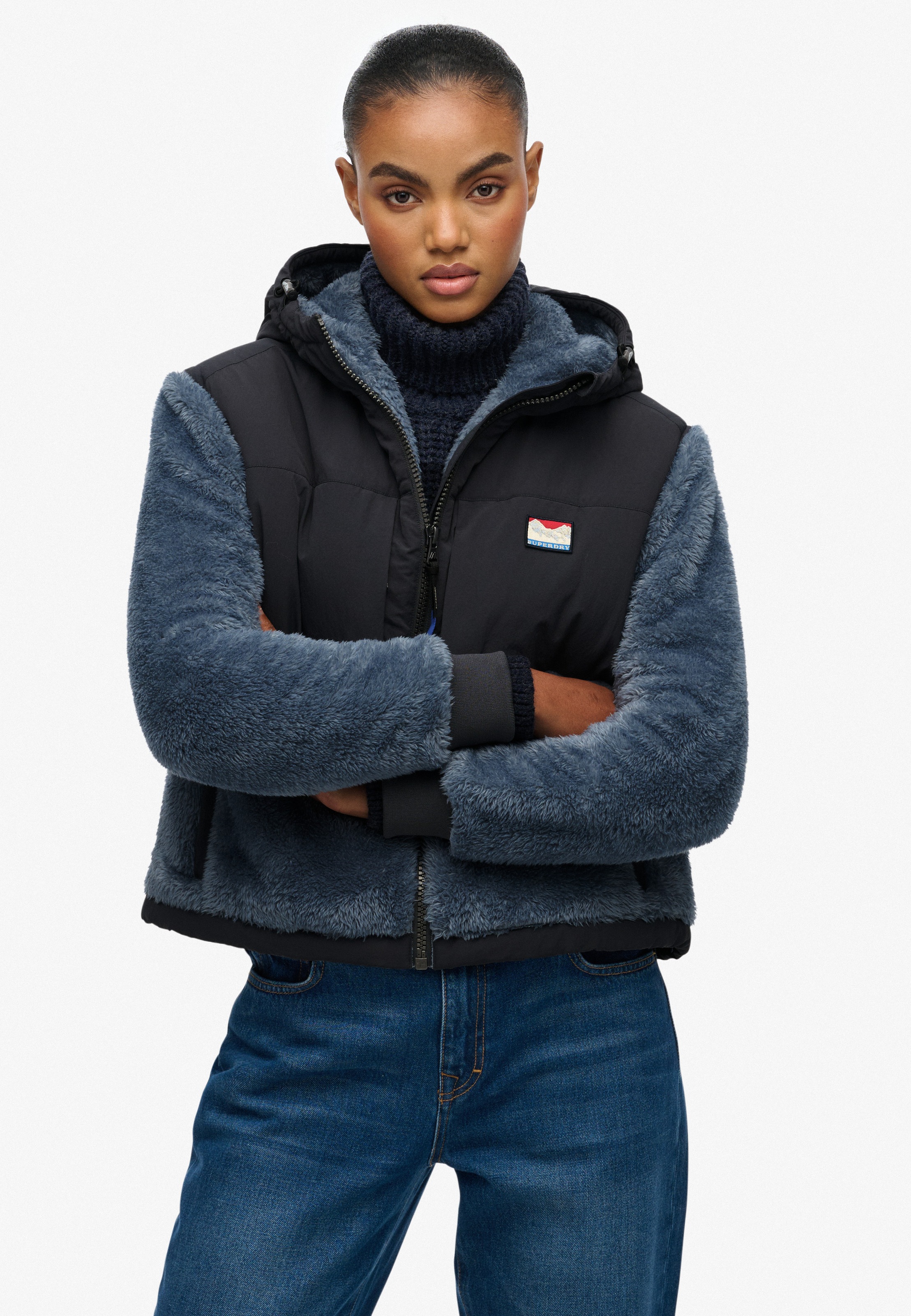 Superdry Hybridjacke »SUPER SOFT HYBRID FULL ZIP« mit Kapuze Kunstfaser, oversize