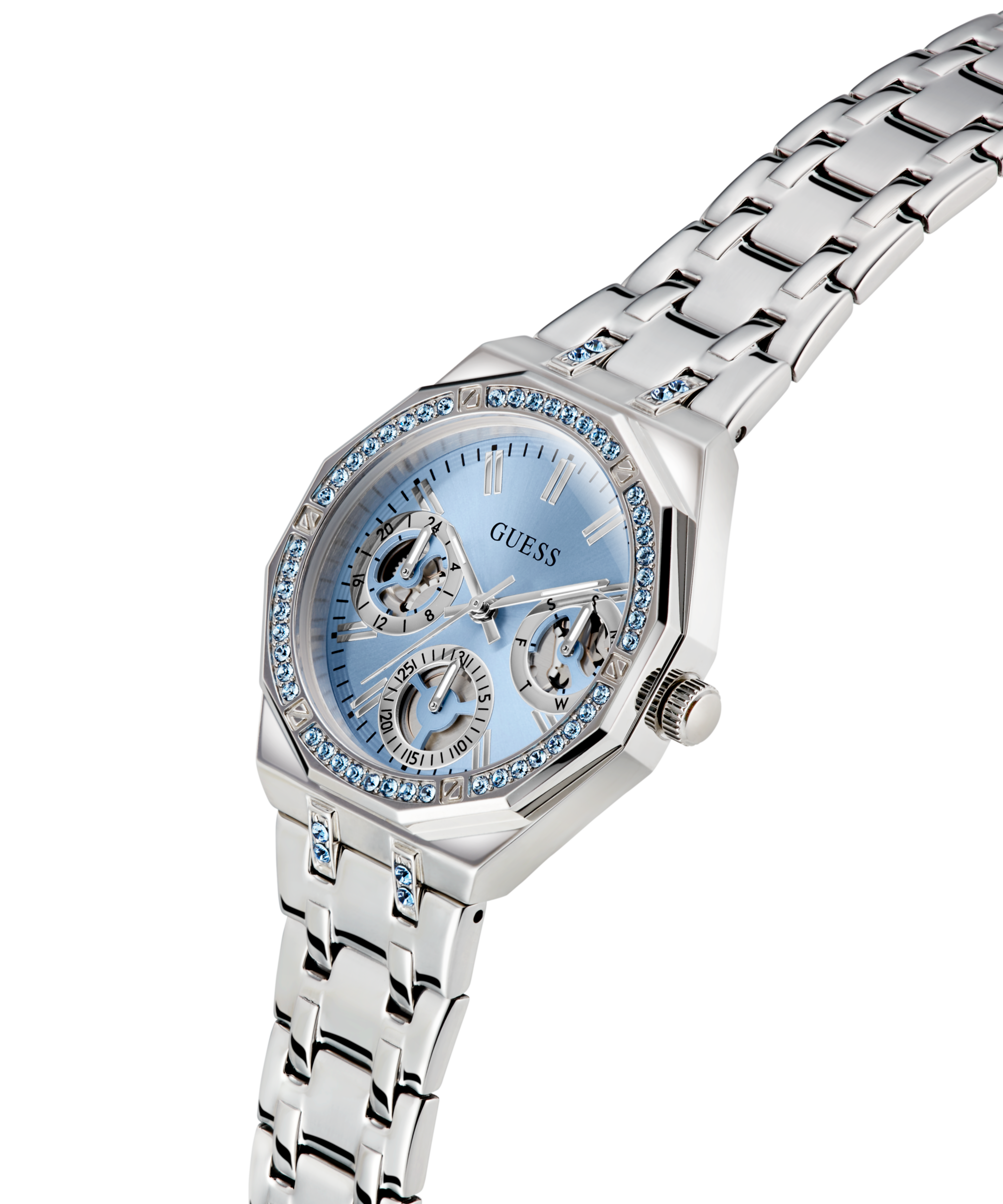 Guess Multifunktionsuhr »QUINN« Quarzuhr, Armbanduhr, Damenuhr, Edelstahlarmband, Datum