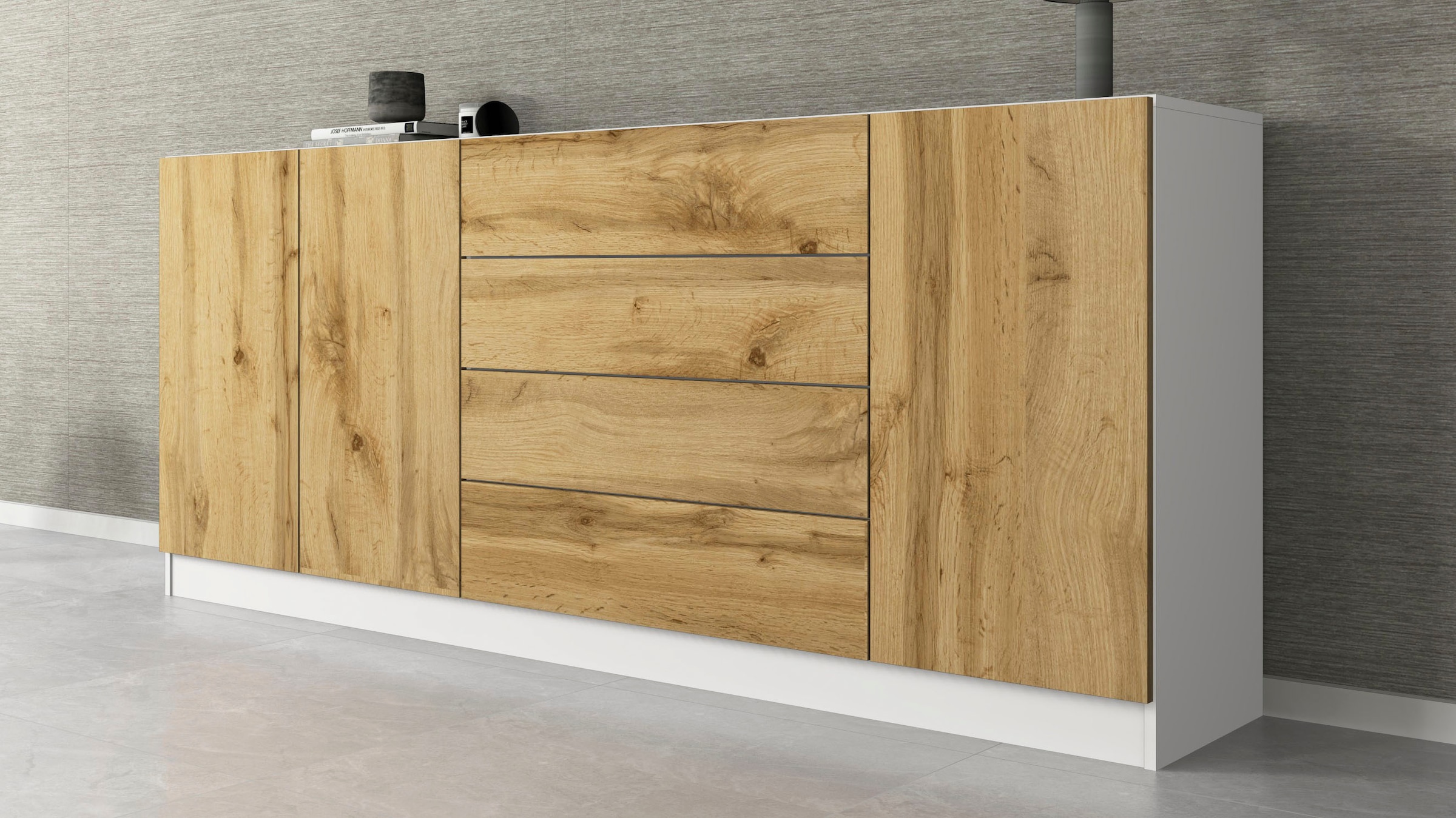borchardt Möbel Sideboard »Vaasa, Kommode mit 3 Türen und 4 Schubkästen auf Kugelführungen« Breite 190 cm