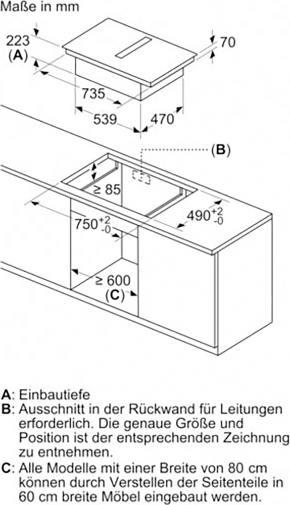 NEFF Kochfeld mit Dunstabzug »V68TTX4L0«, mit intuitiver Twist Pad® Bedienung