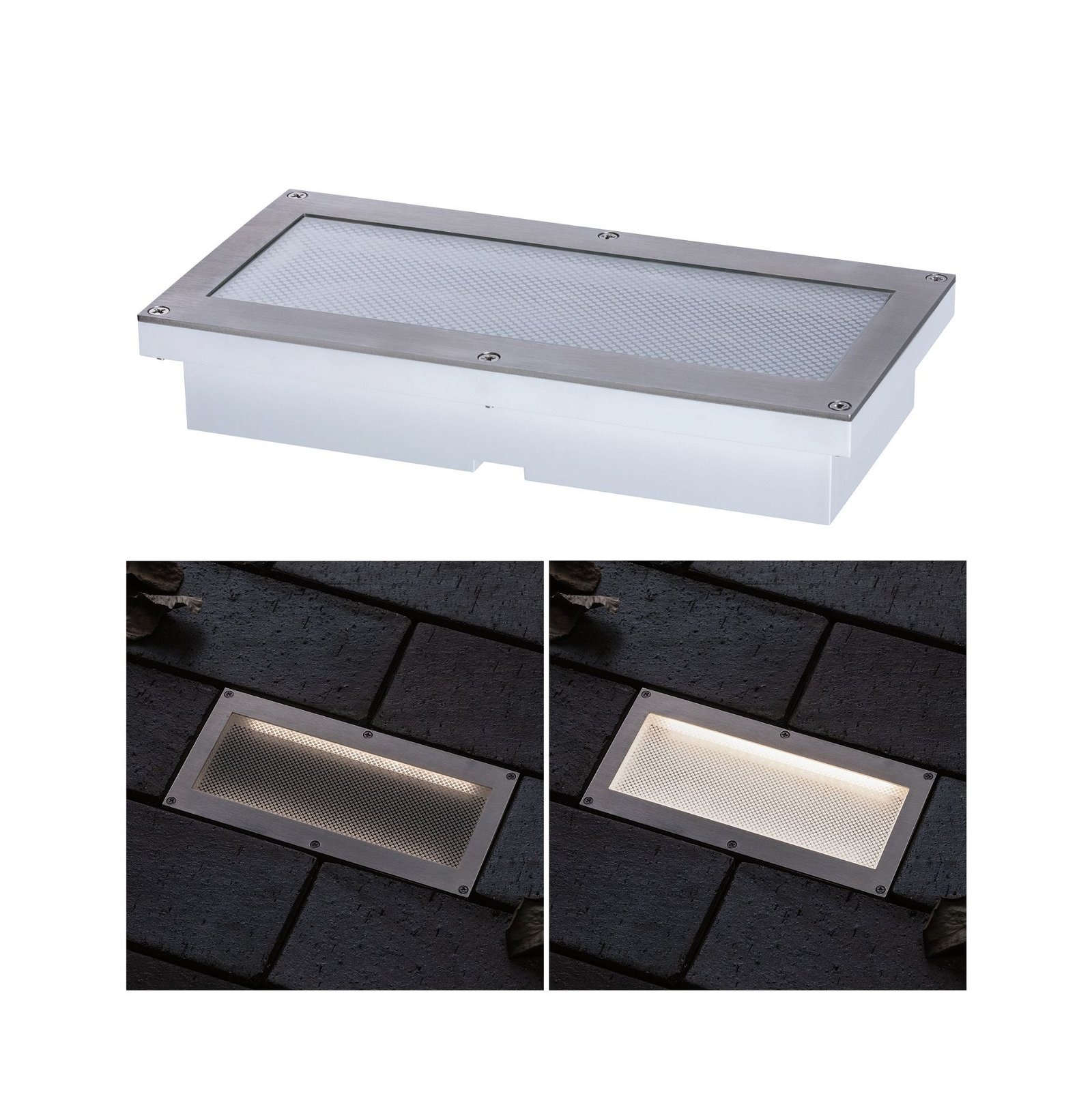 Paulmann LED Einbauleuchte »Brick IP67 200x100mm 3000K 1,6W 50lm 230V Alu, Grau Metall, Edelstahl«, 1 flammig, Bodeneinbauleuchte, Bewegungsmelder
