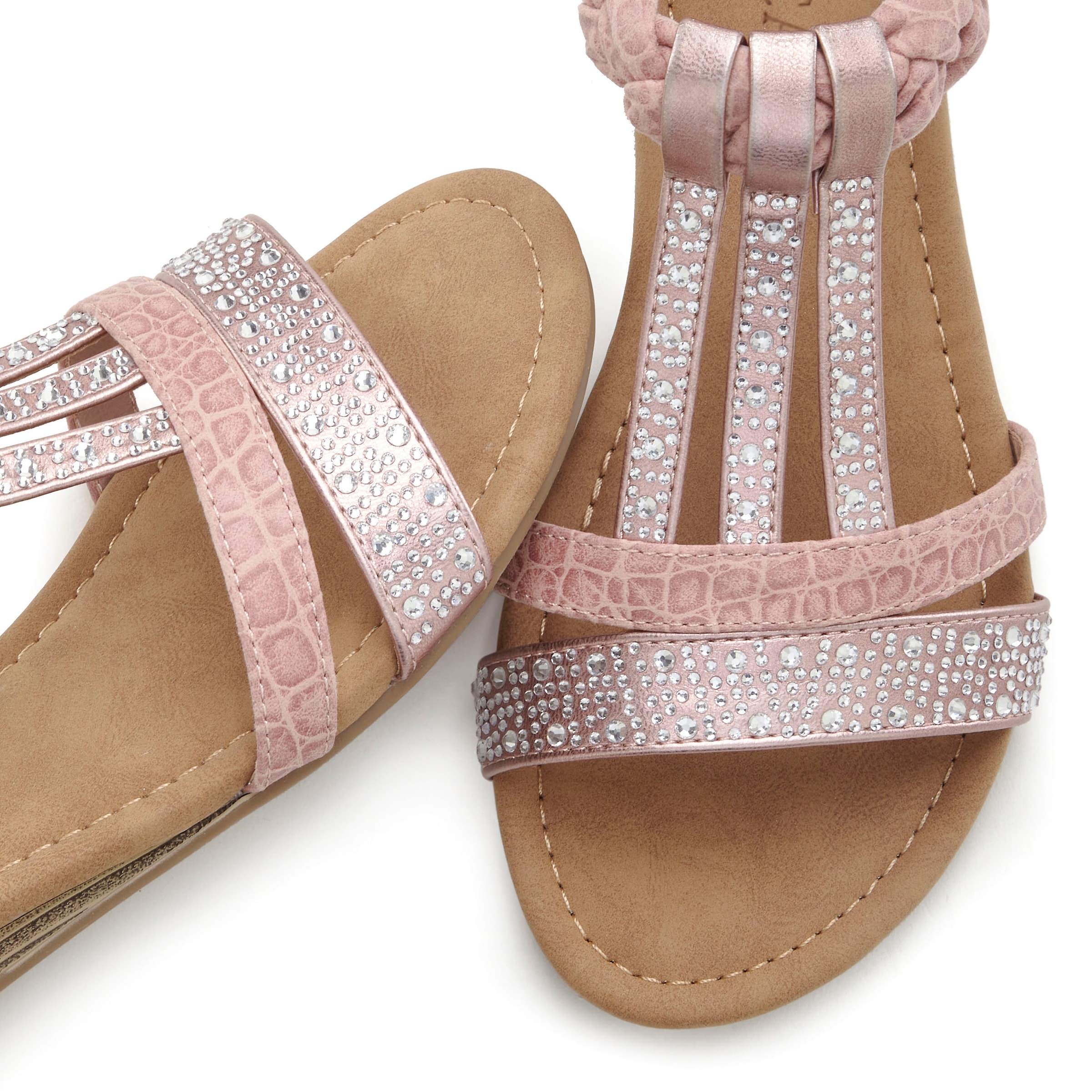 LASCANA Sandale »Sommerschuh, Sandalette«, mit Glitzersteinen und kleinem Keilabsatz im Festival-Look VEGAN