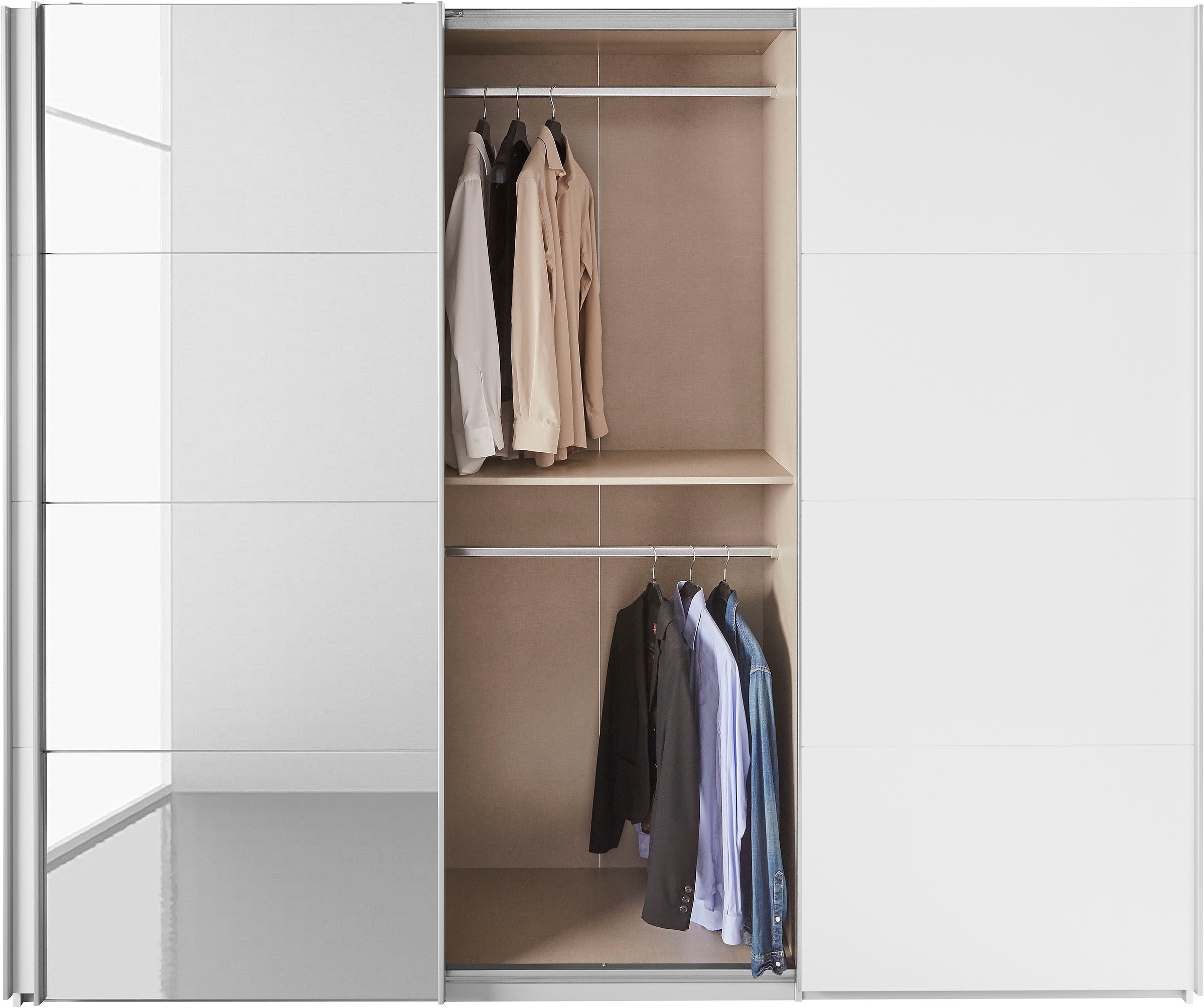 rauch Schwebetürenschrank »Kleiderschrank Schrank Garderobe Wäscheschrank TOMA«, inkl. Regaleinsatz sowie zusätzlichen Einlegeböden MADE IN GERMANY