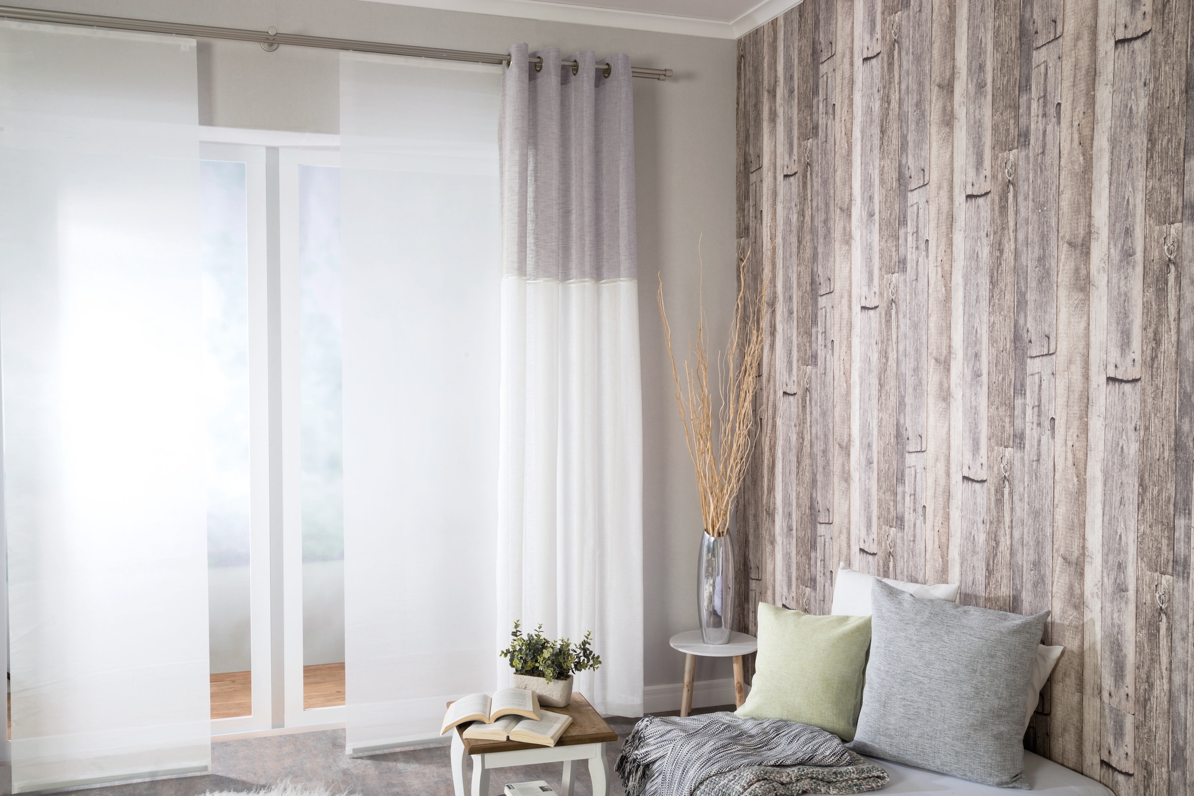 HOMING Vorhang »Caja«, (1 St.), Gardine mit Ösen,streifen,bordüre,Wohnzimmer,Schlafzimmer  online kaufen | Gardinenstores