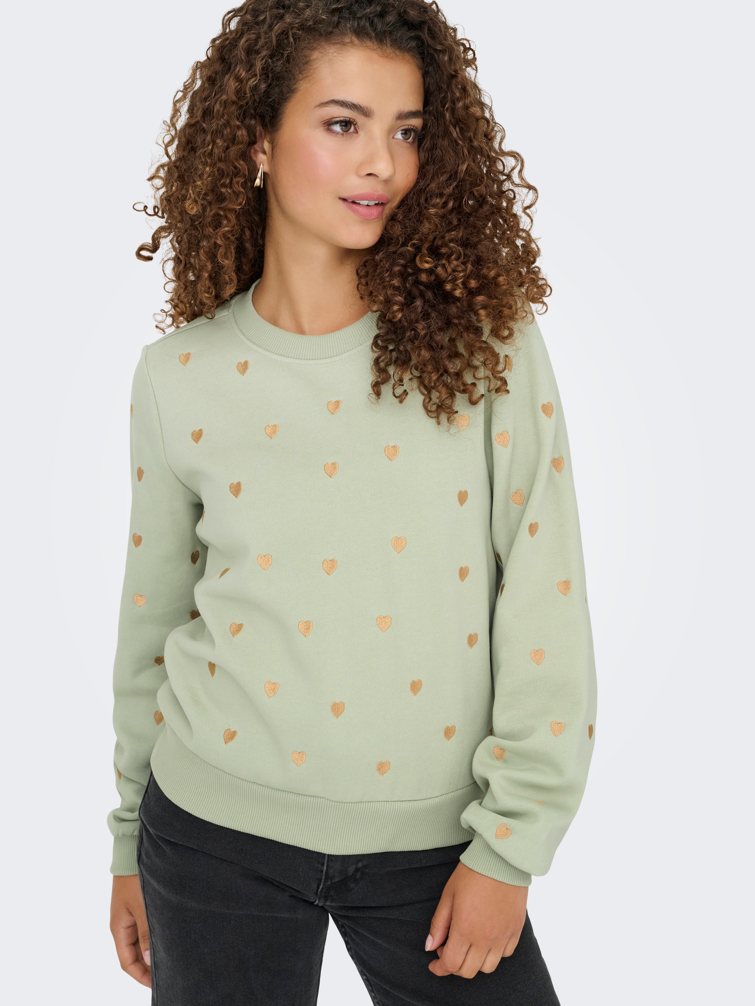 ONLY Sweatshirt »ONLATIKA L/S O-NECK GLITTER EMB. BOX SWT«
