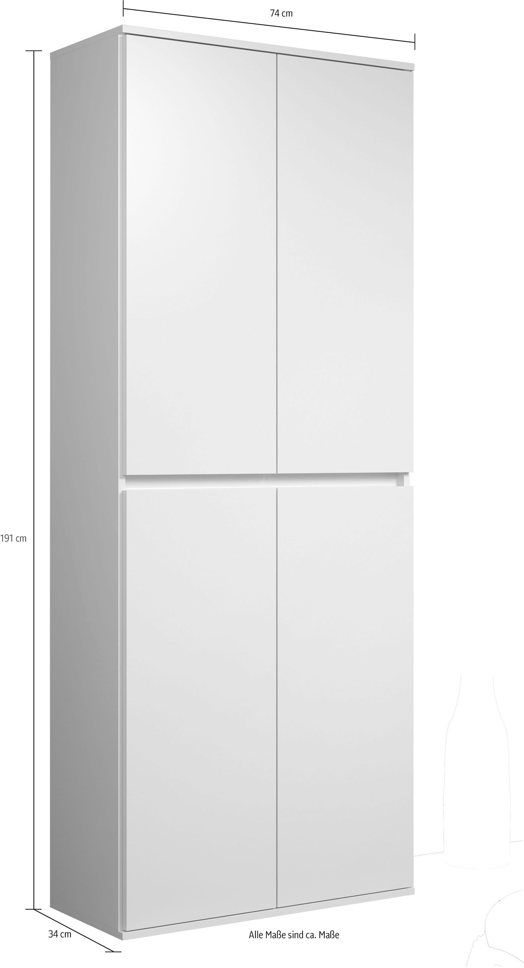Home affaire Mehrzweckschrank »Novara« Mehrzweckschrank mit Kleiderstange - (B/T/H) nach Wahl 37-74/34/191 cm