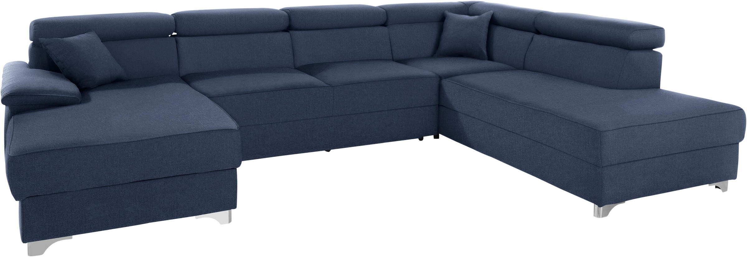 DOMO collection Wohnlandschaft »Mira, inklusive Kopfteilverstellung für mehr Wohlfühlkomfort, U-Form«, wahlweise mit Bettfunktion und Bettkasten, elegant und modern