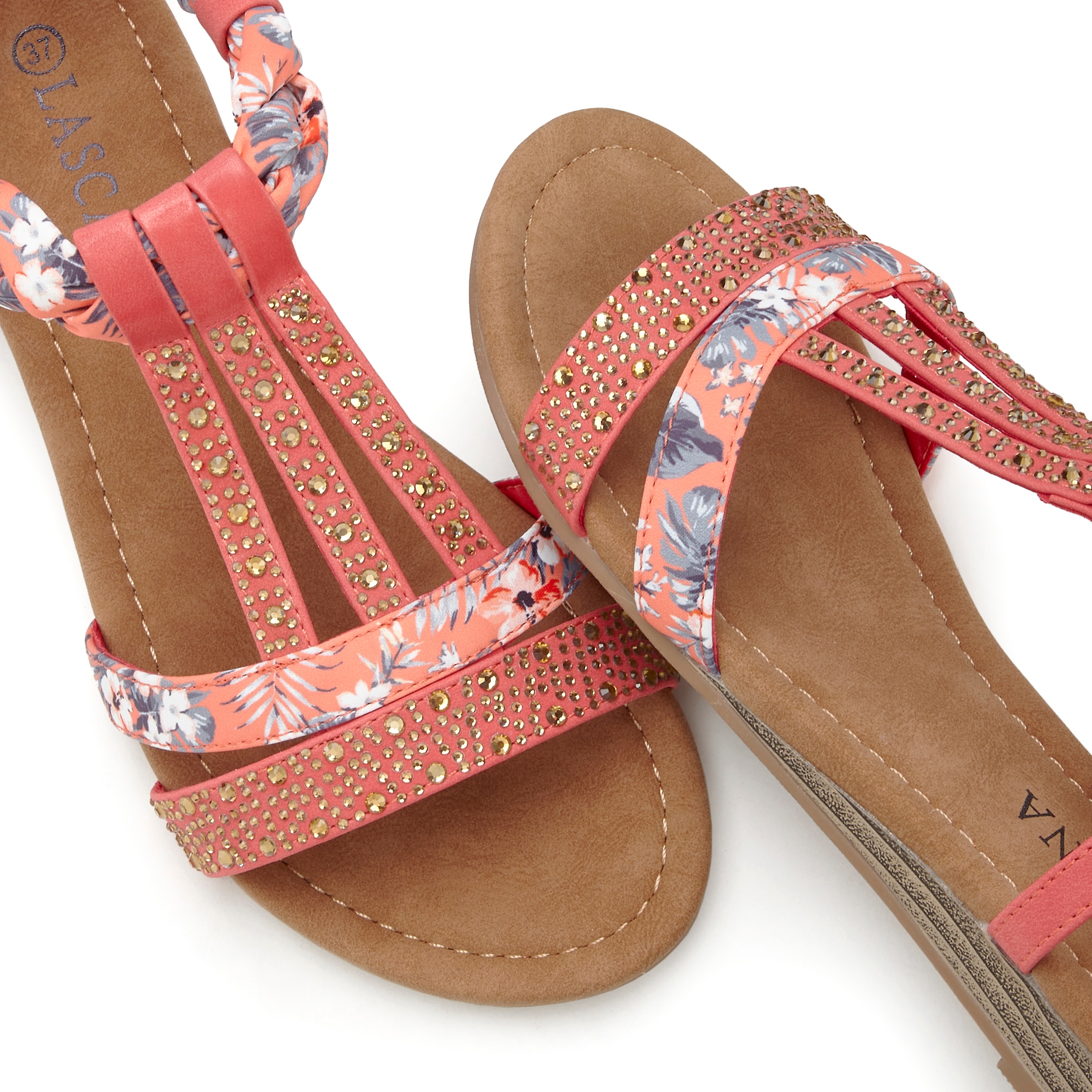 LASCANA Sandale »Sommerschuh«, Sandalette, Sommerschuh mit Verzierung und kleinem Keilabsatz VEGAN