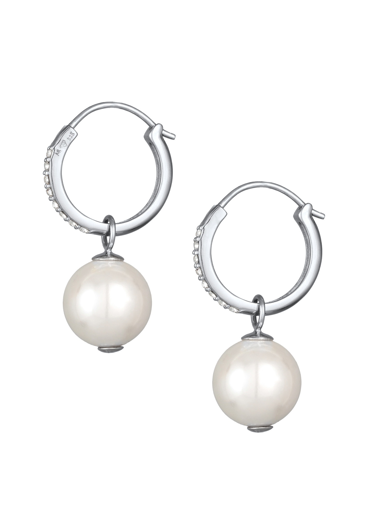 Elli Paar Creolen »Ohrringe Creolen Muschelkernperlen Kristalle 925 Silber«