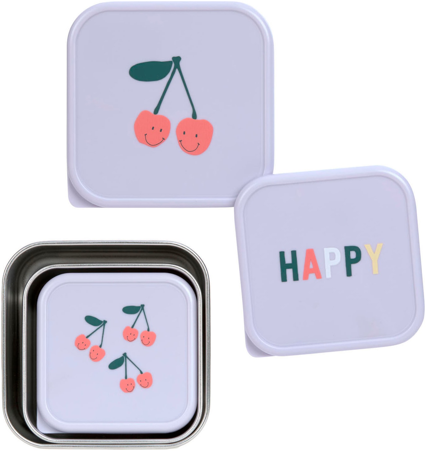 LÄSSIG Lunchbox »Happy Fruits, Cherry«, (Set, 3 tlg.)