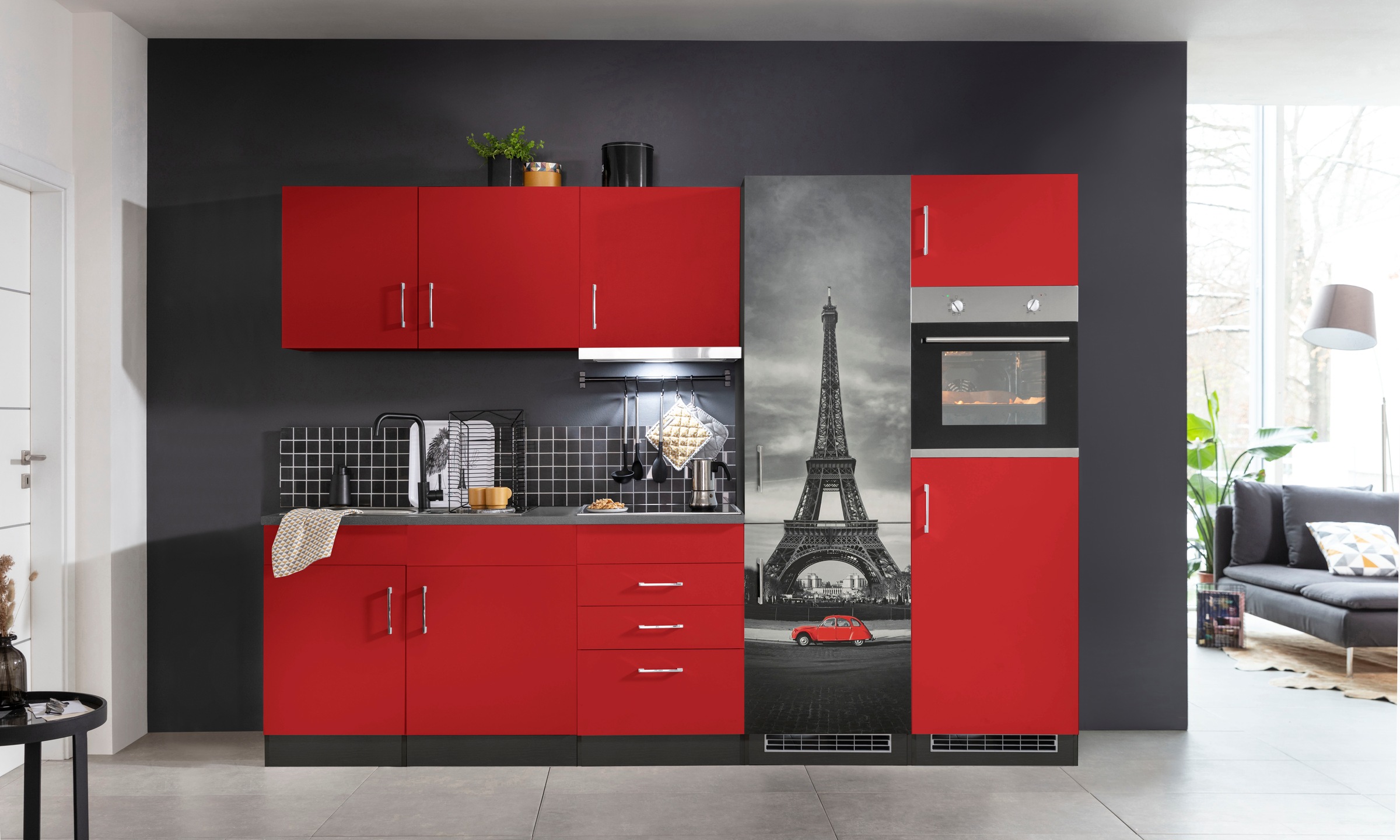 HELD MÖBEL Küchenzeile »Paris«, mit E-Geräten, Breite 280 cm auf Raten  bestellen | Kochfeldumbauschränke