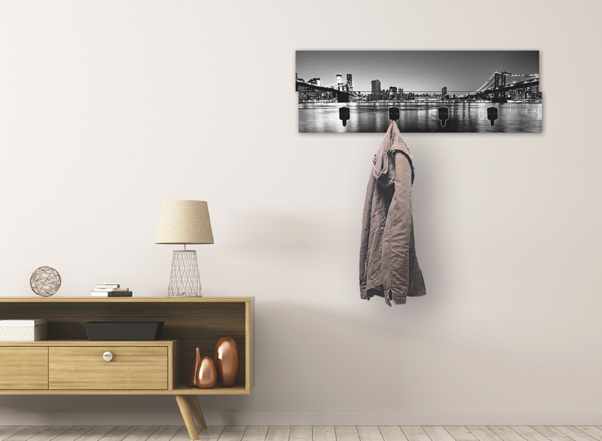 Artland Garderobenleiste »New York City Skyline Brooklyn Bridge«, teilmontiert