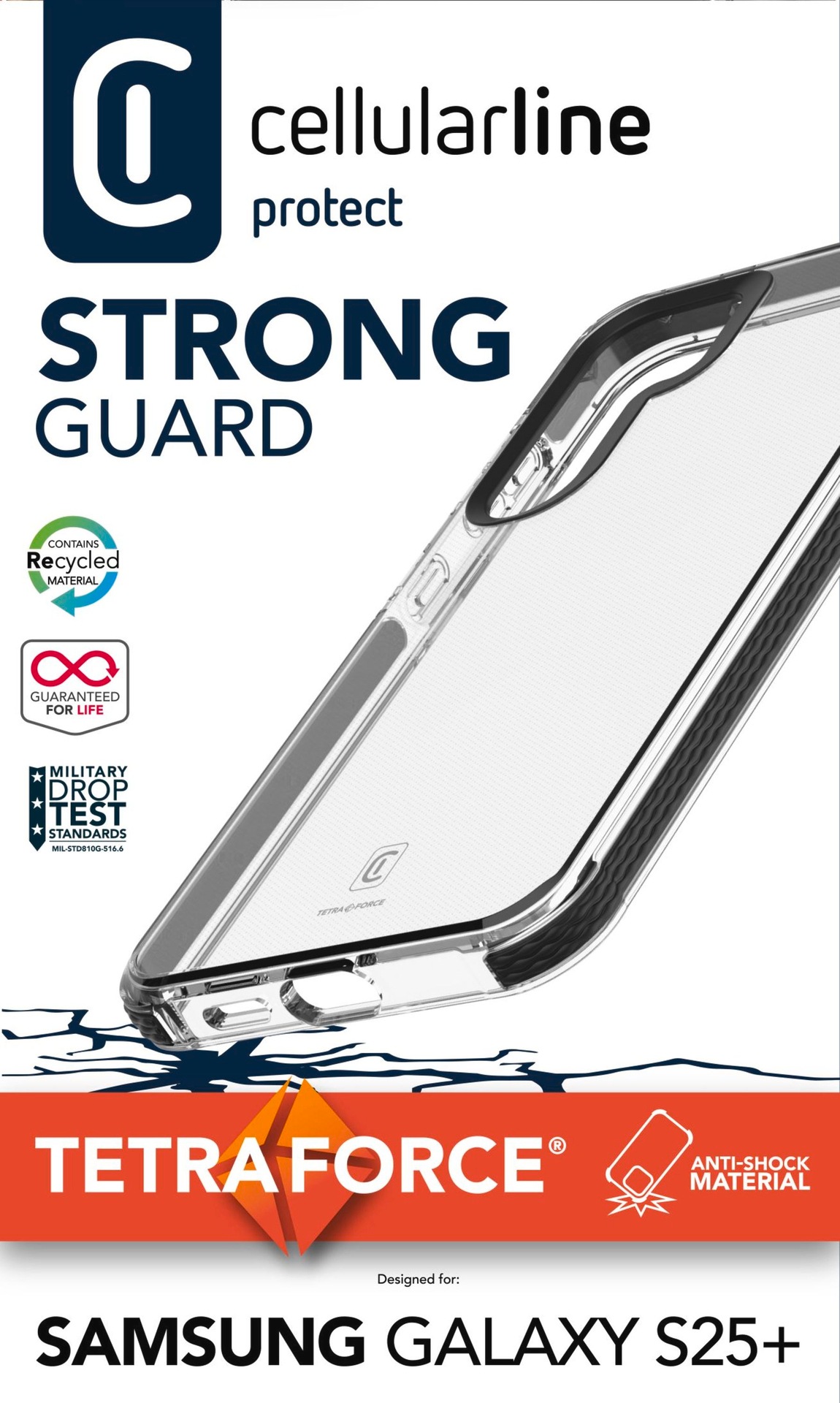 Cellularline Handyhülle »Tetra Force Strong Guard für Samsung Galaxy S25+«, Backcover, Schutzhülle, Handyschutzhülle, Case, Schutzcase, stoßfest